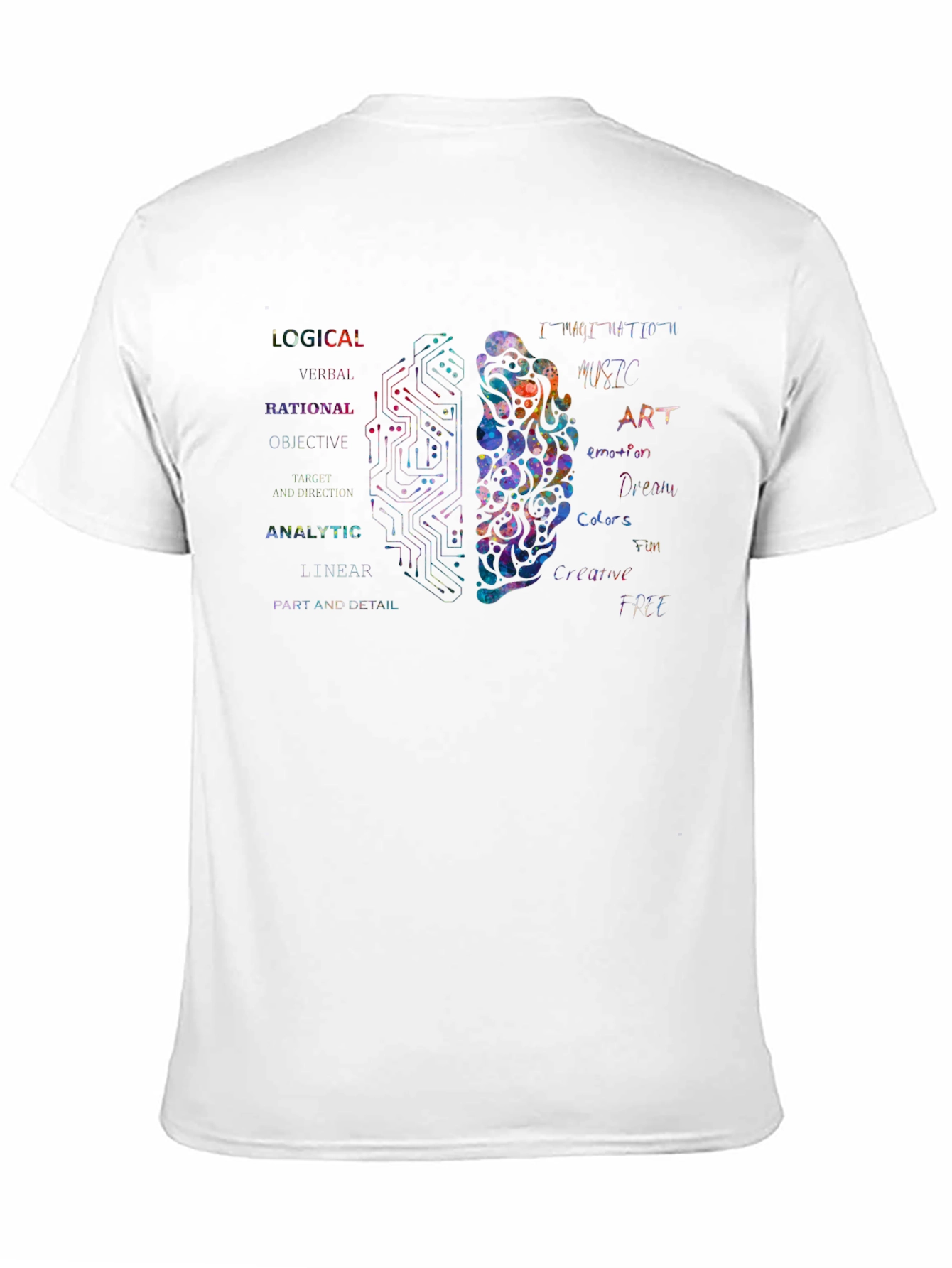 Black Dual Brain Thinking T-Shirt - Logical & Creative Mind view 11