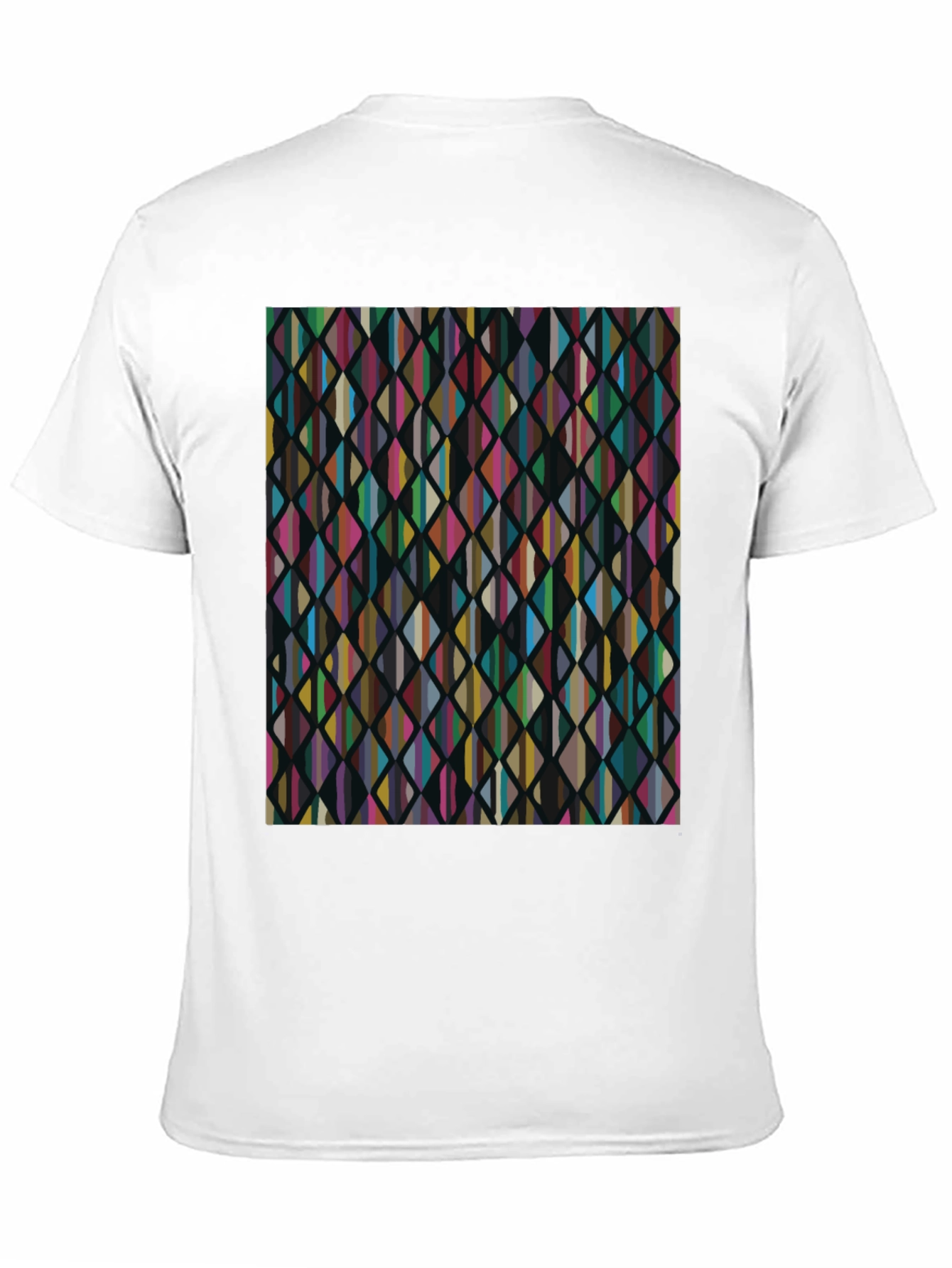 Black Abstract Geometric Rhombus Pattern Black T-Shirt view 11