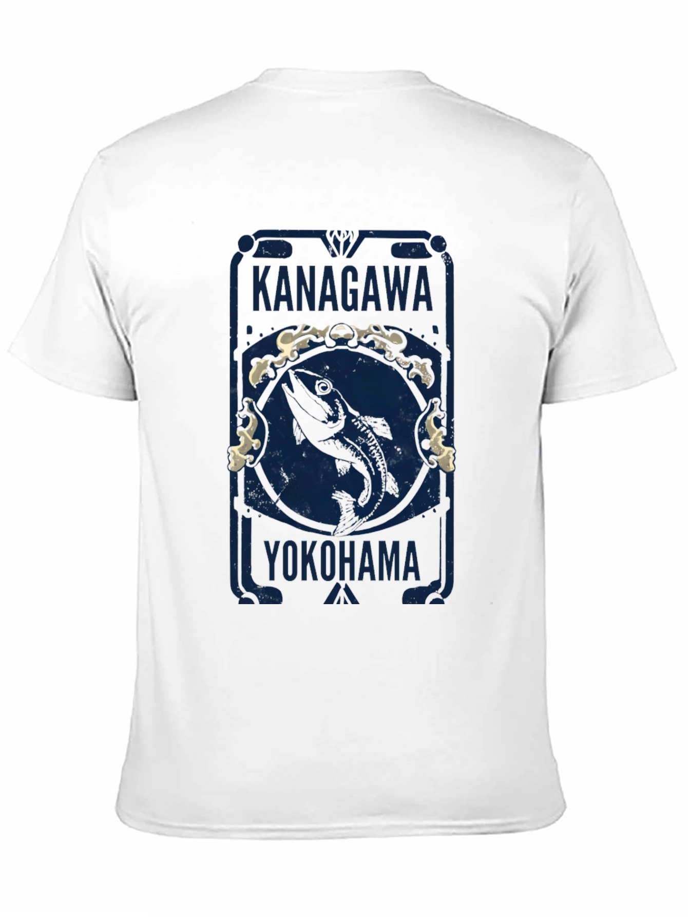 Black Kanagawa Yokohama Fish Graphic Tee - Black Cotton T-Shirt view 11