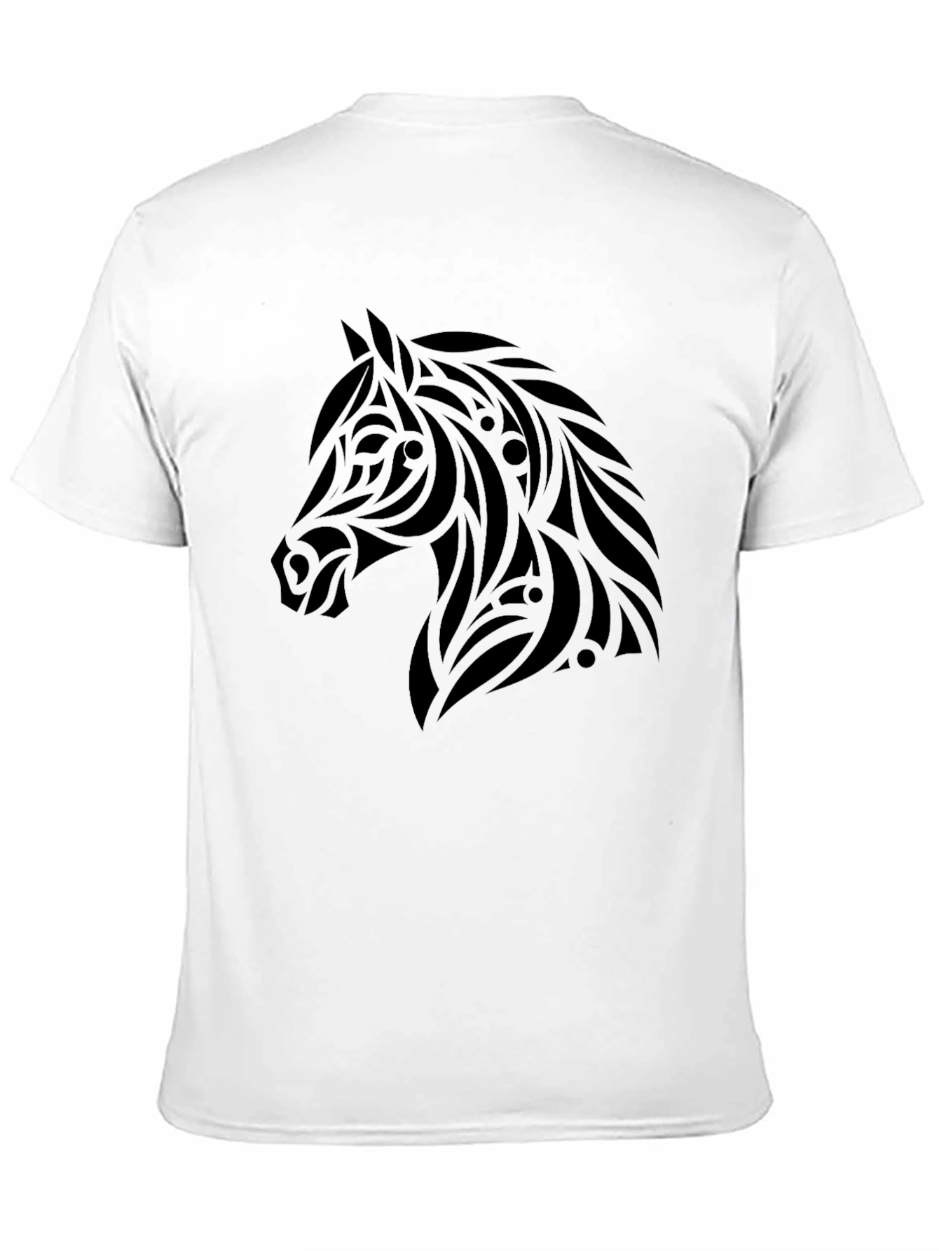 Black Tribal Horse Graphic Tee - Black Cotton Blend Shirt view 11
