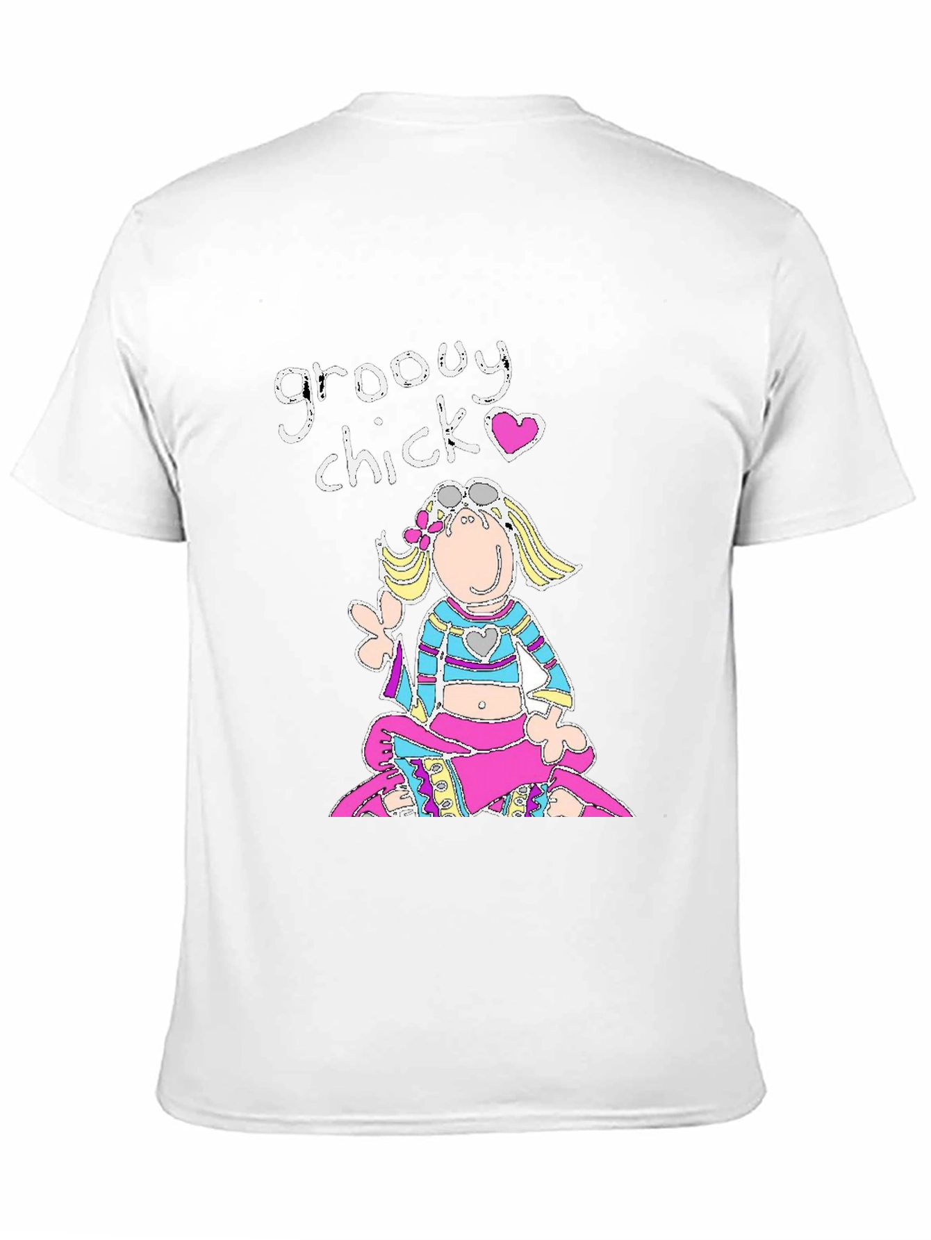 Black Groovy Chick Black Graphic T-Shirt view 11