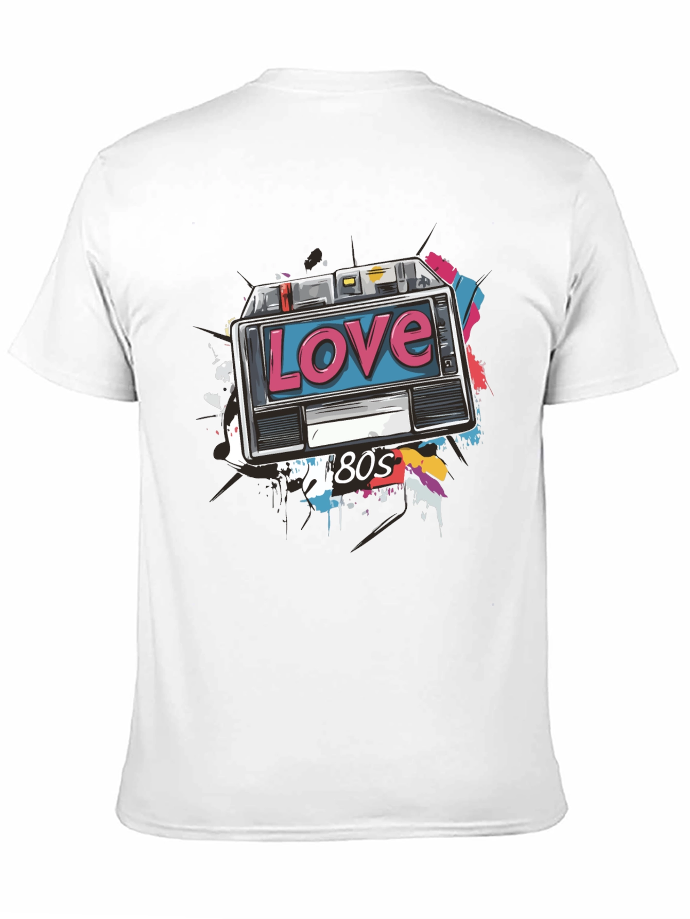 Black Retro 80s Love Cassette Tape Graphic T-Shirt view 11