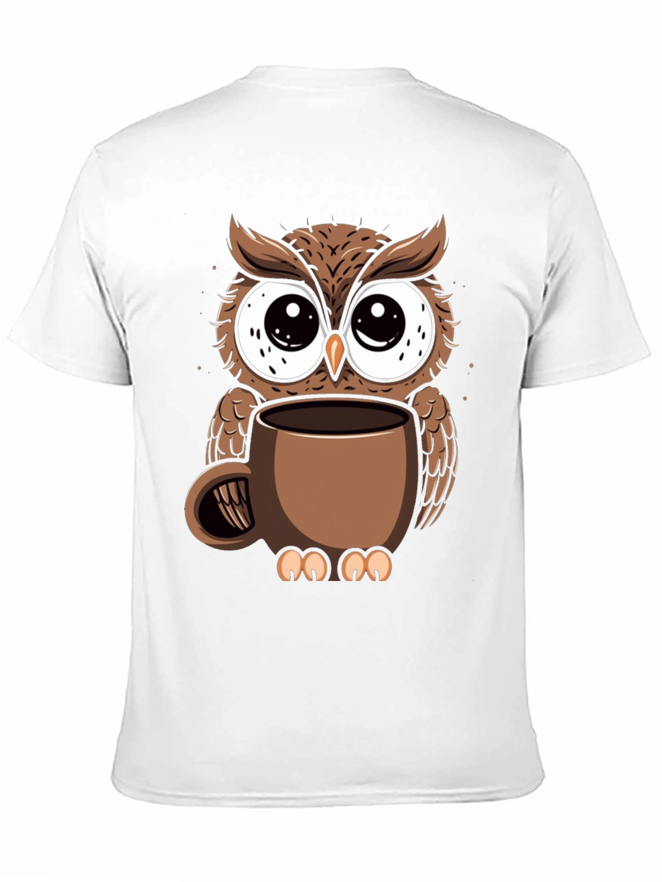 Black Owl Coffee Cup T-Shirt - Whimsical Bird Lover Tee view 11
