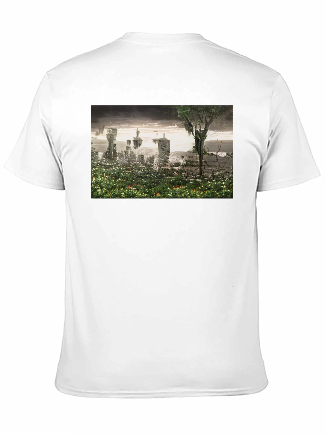 Black Surreal Landscape Graphic Tee - Modern Artistic T-Shirt view 11