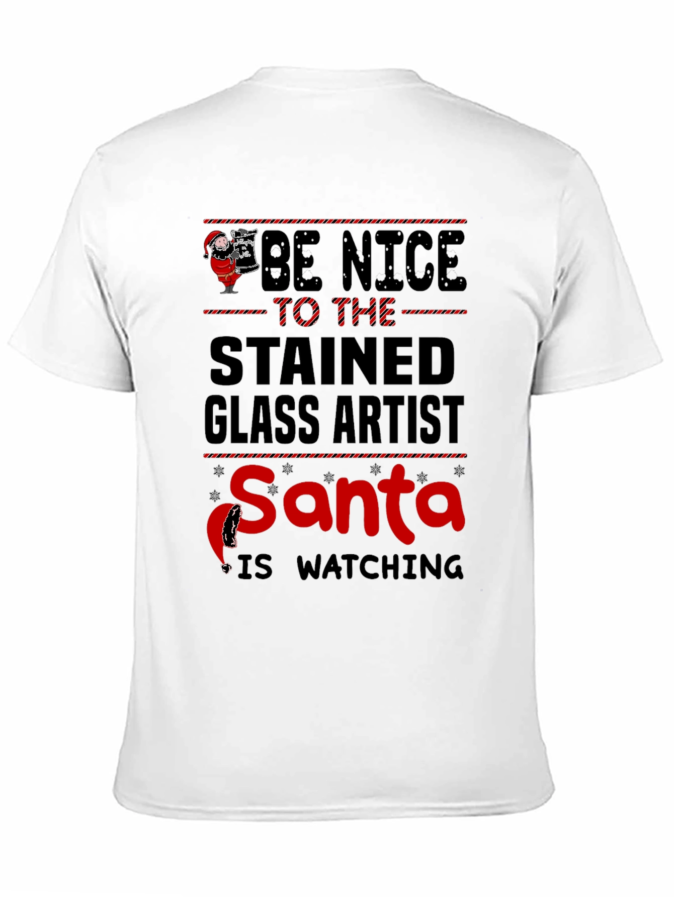 Black Be Nice to the Stained Glass Artist Santa T-Shirt view 11