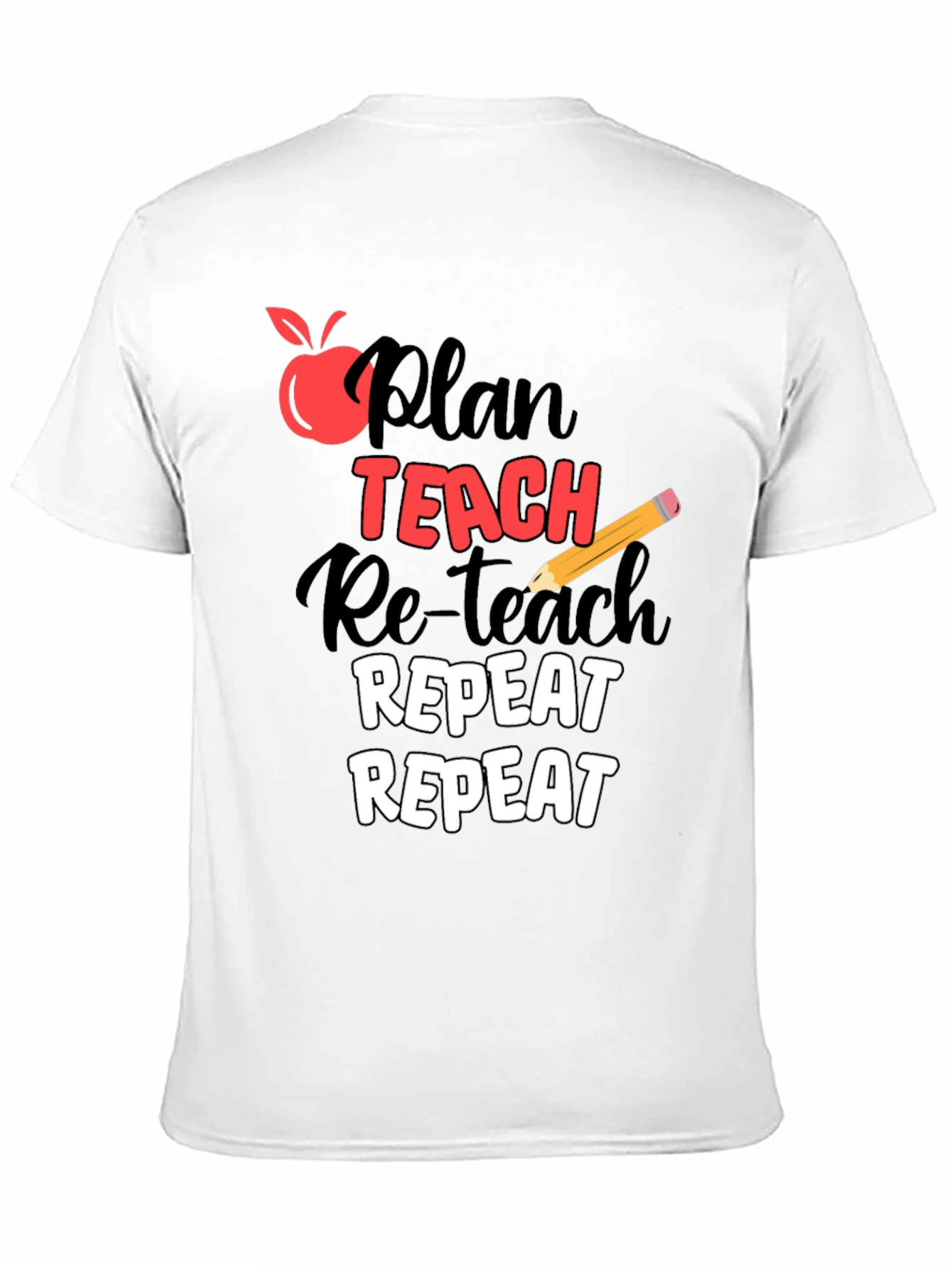 Black Plan Teach Repeat Graphic T-Shirt - Teacher Life Tee view 11
