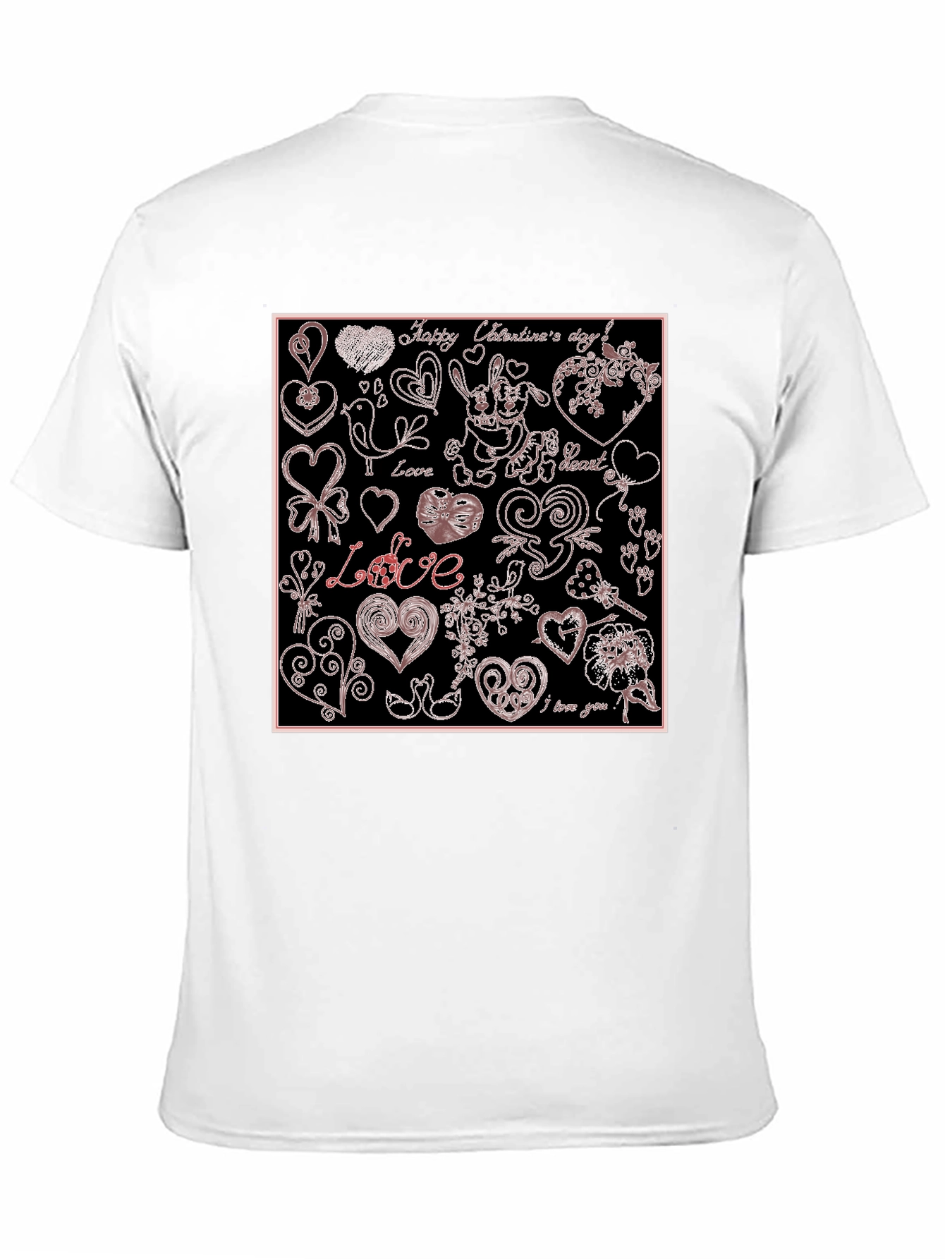 Black Valentine's Day Hearts Pattern Graphic Tee view 11