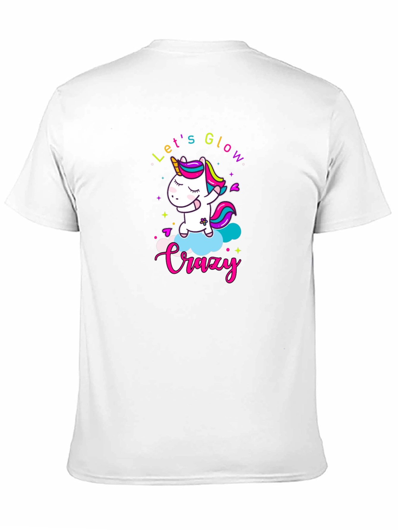 Black Let's Glow Crazy Unicorn Black T-Shirt view 11