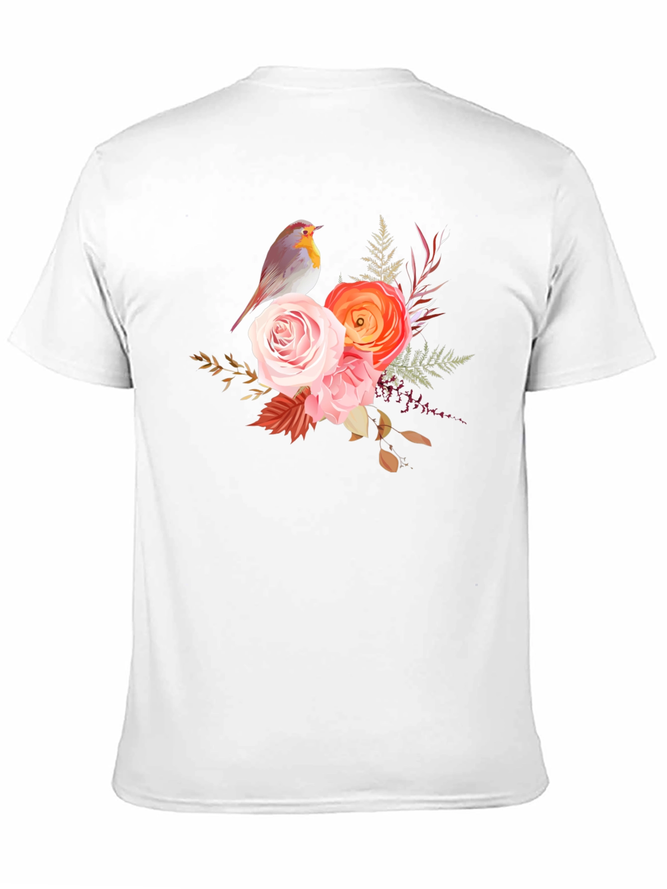 Black Floral Bird Graphic Tee - Soft Black Cotton Casual Wear view 11