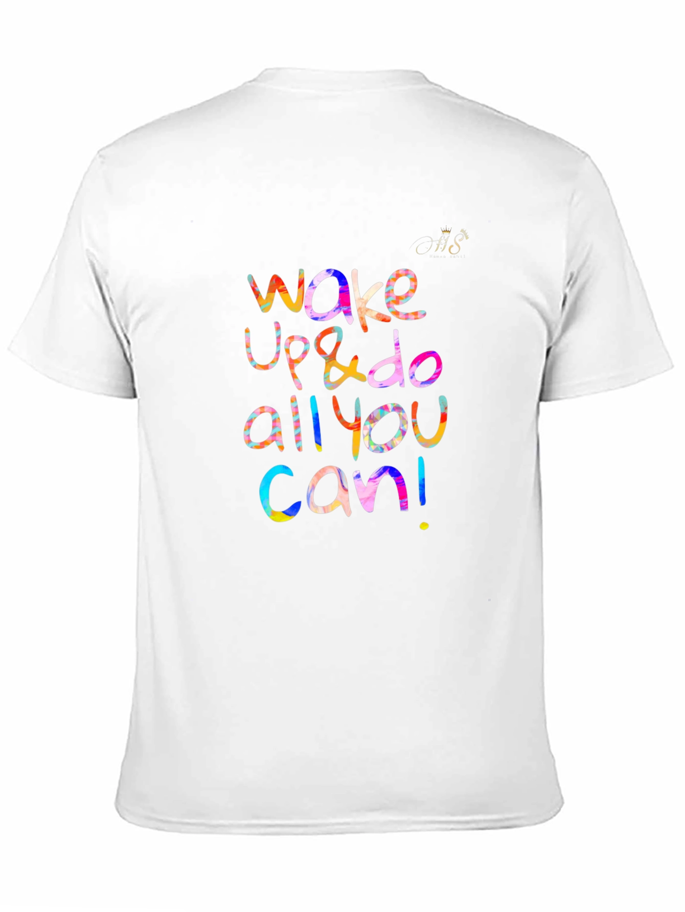 Black Wake Up Colorful Graphic Tee - Motivational Black T-Shirt view 11