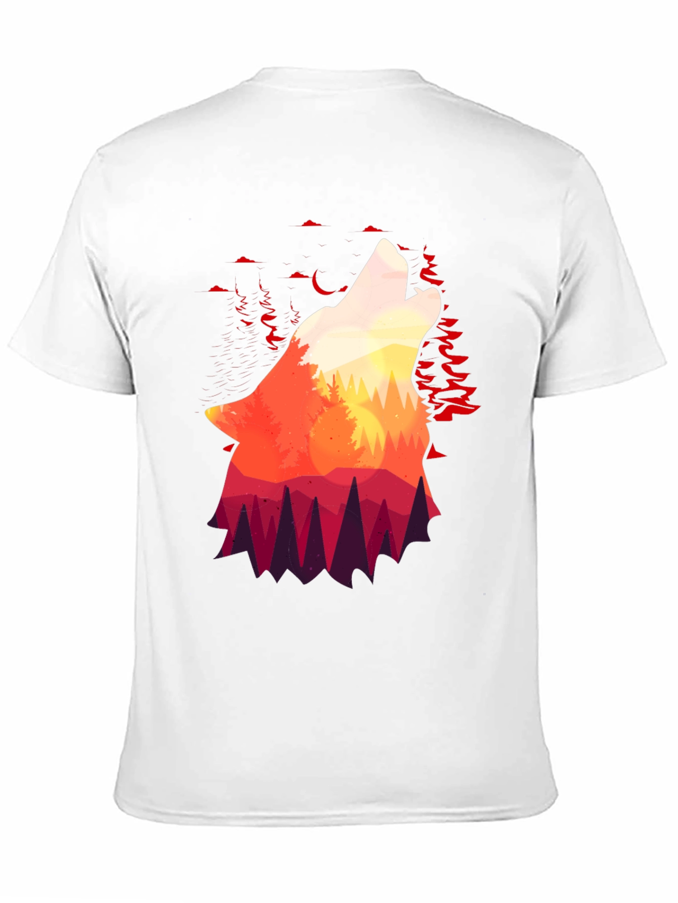 Black Wolf Howl Silhouette Graphic T-Shirt view 11