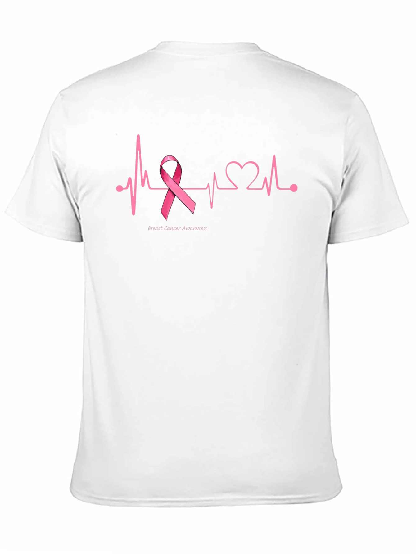 Black Breast Cancer Awareness Heartbeat T-Shirt view 11