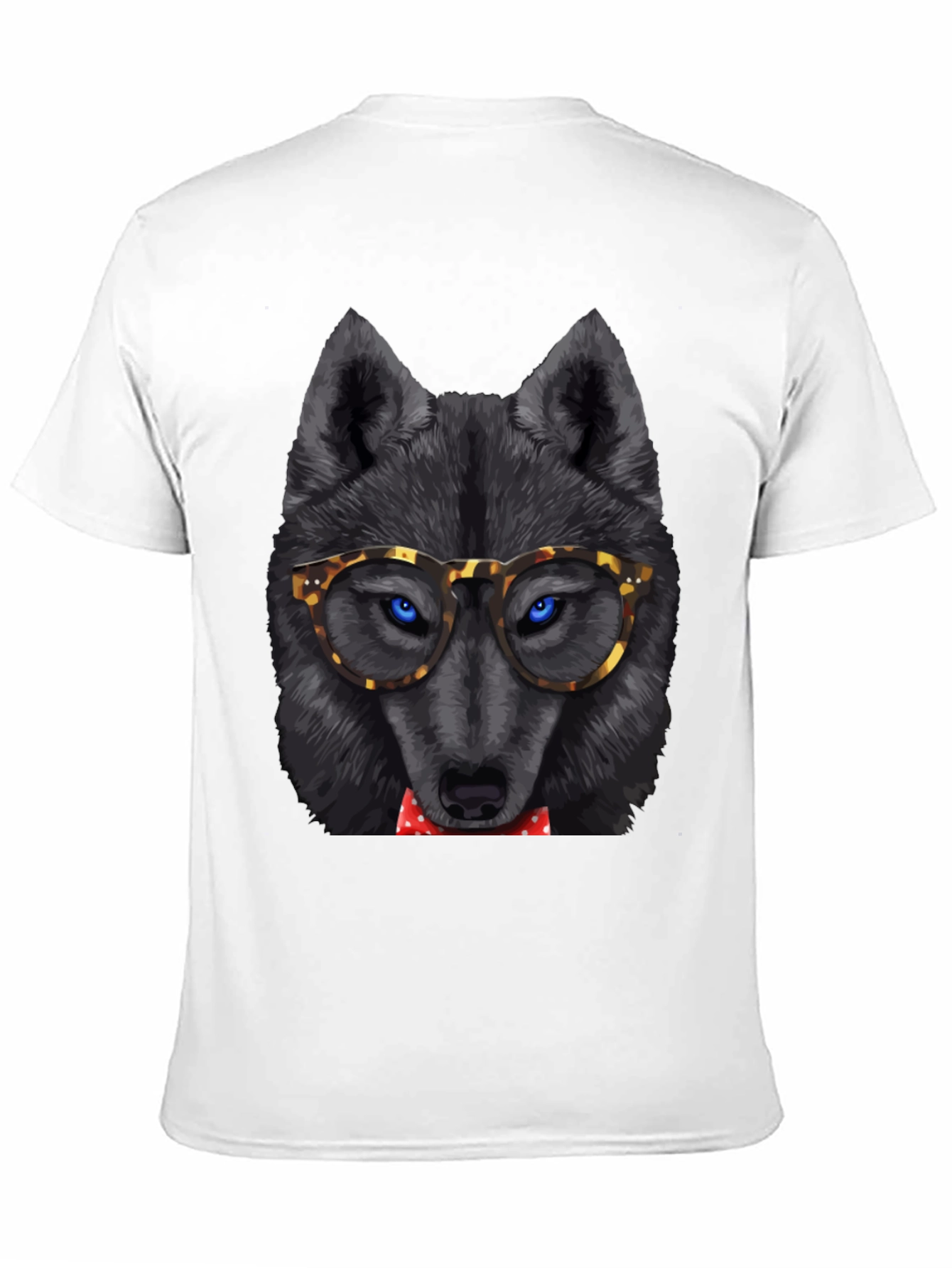 Black Wolf in Glasses Graphic Tee - Cool Animal Print Shirt view 11