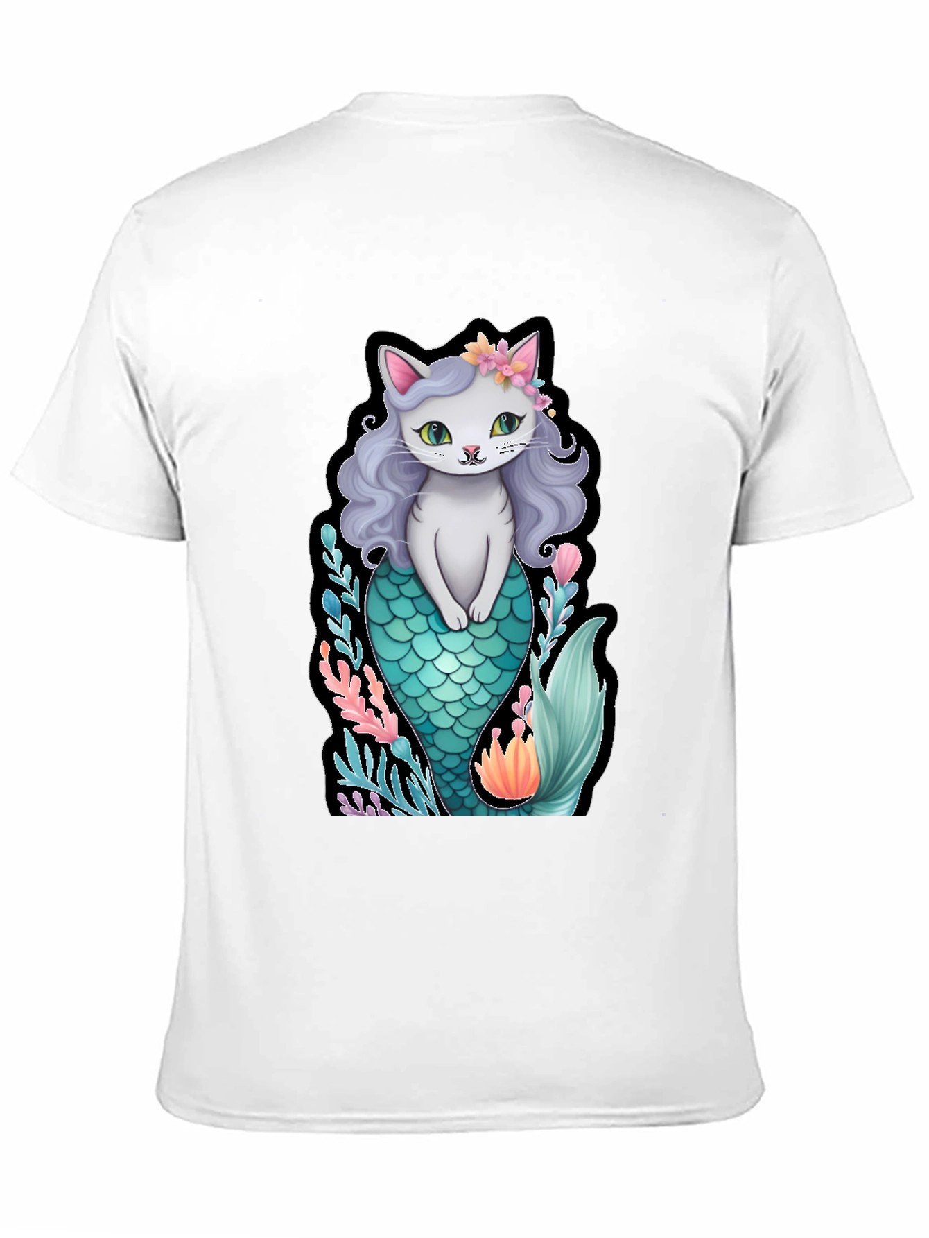 Black Cat Mermaid Graphic T-Shirt - Unique Novelty Tee view 11