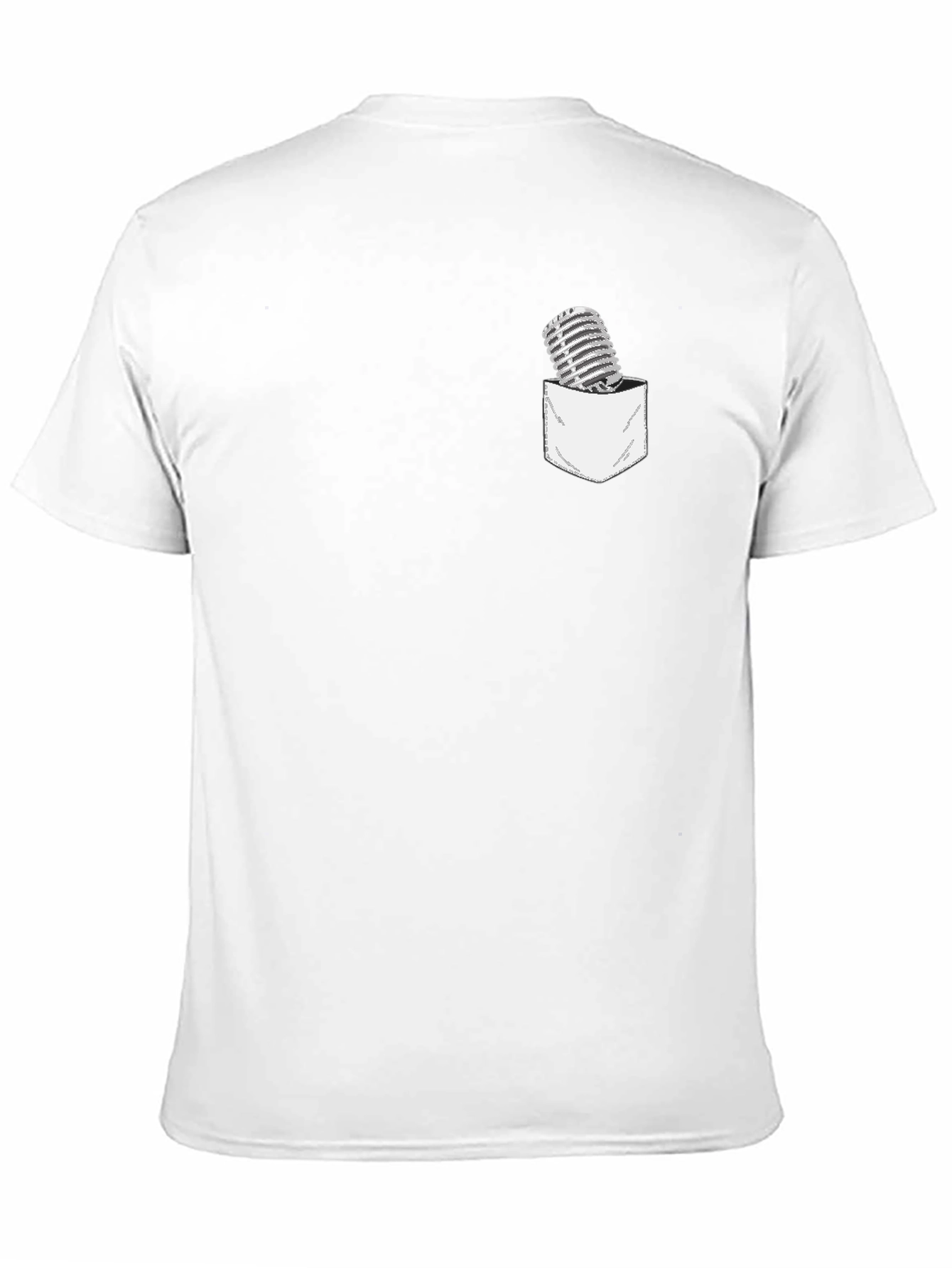 Black Retro Microphone Pocket Graphic T-Shirt view 11