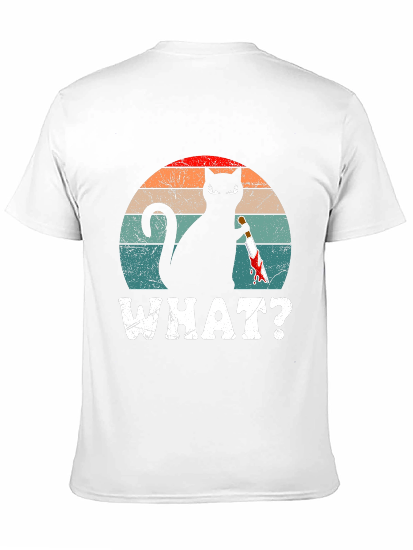 Black Cat With Knife T-Shirt - "WHAT?" Funny Graphic Tee view 11