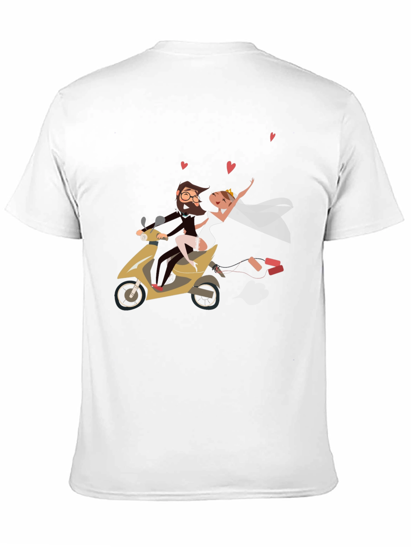 Black Wedding Couple Scooter Ride Black T-Shirt view 11