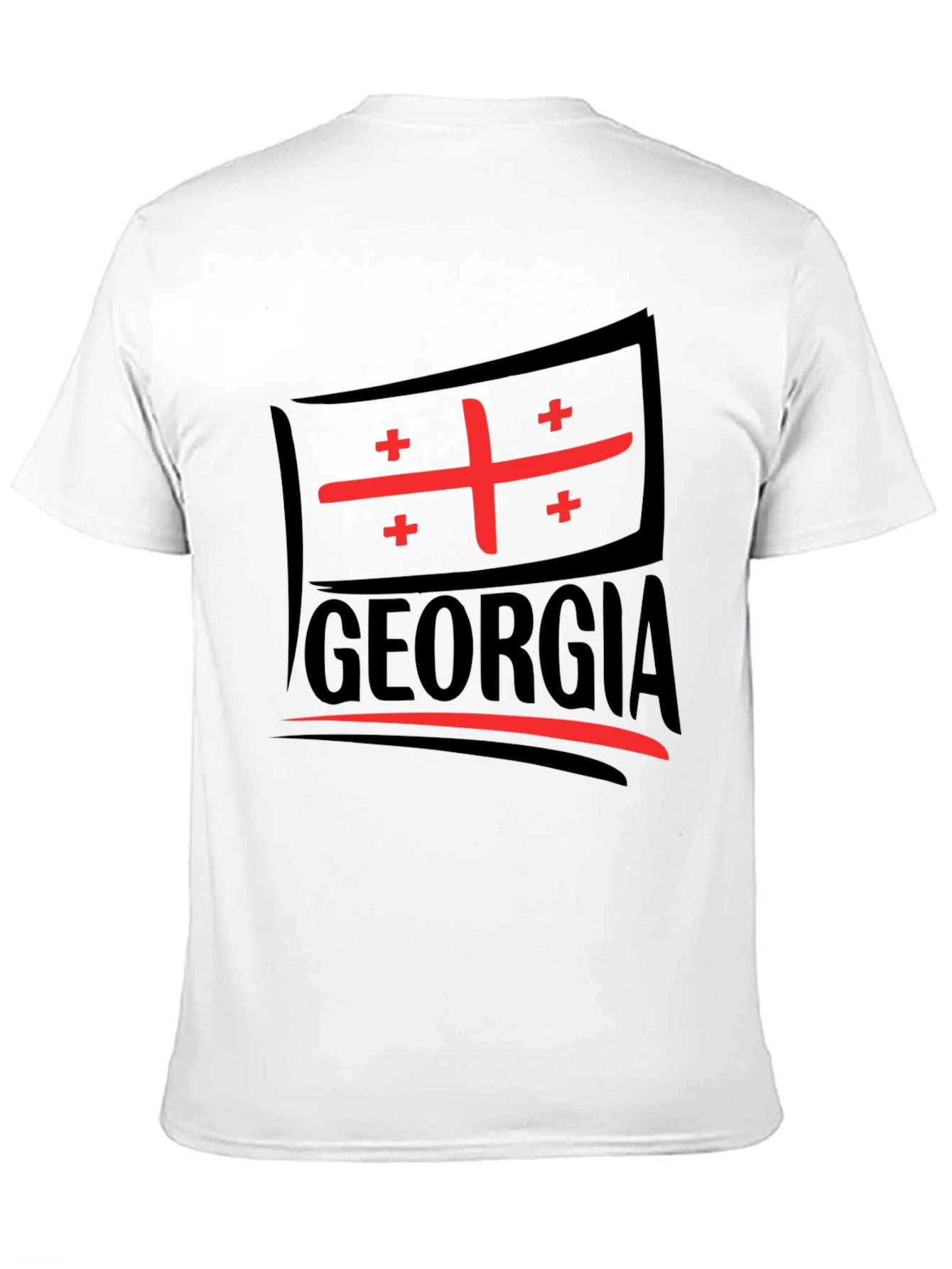 Black Georgia Flag T-Shirt - Black Cotton Tee view 11