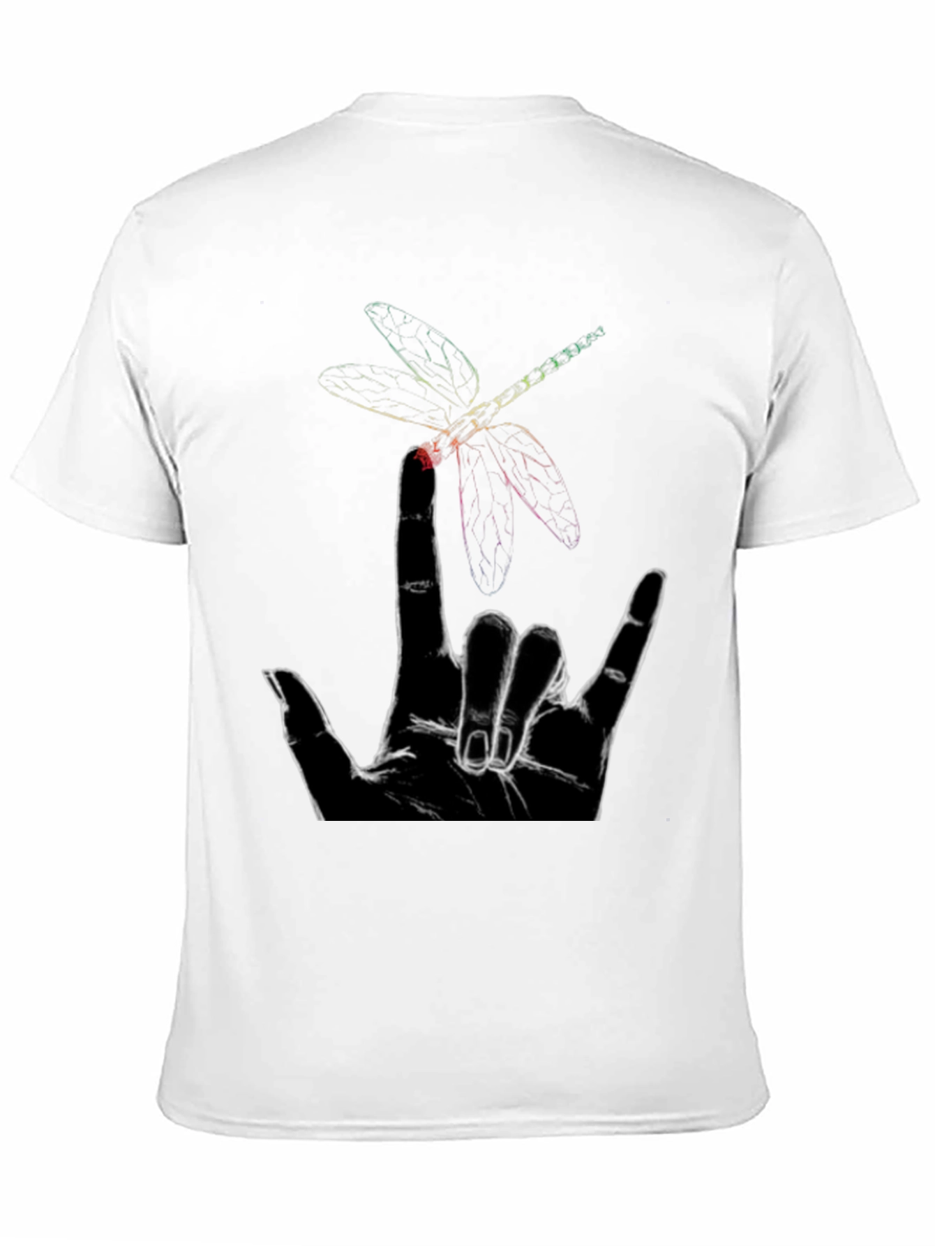 Black Dragonfly Hand Sign Graphic Tee - Black Cotton view 11