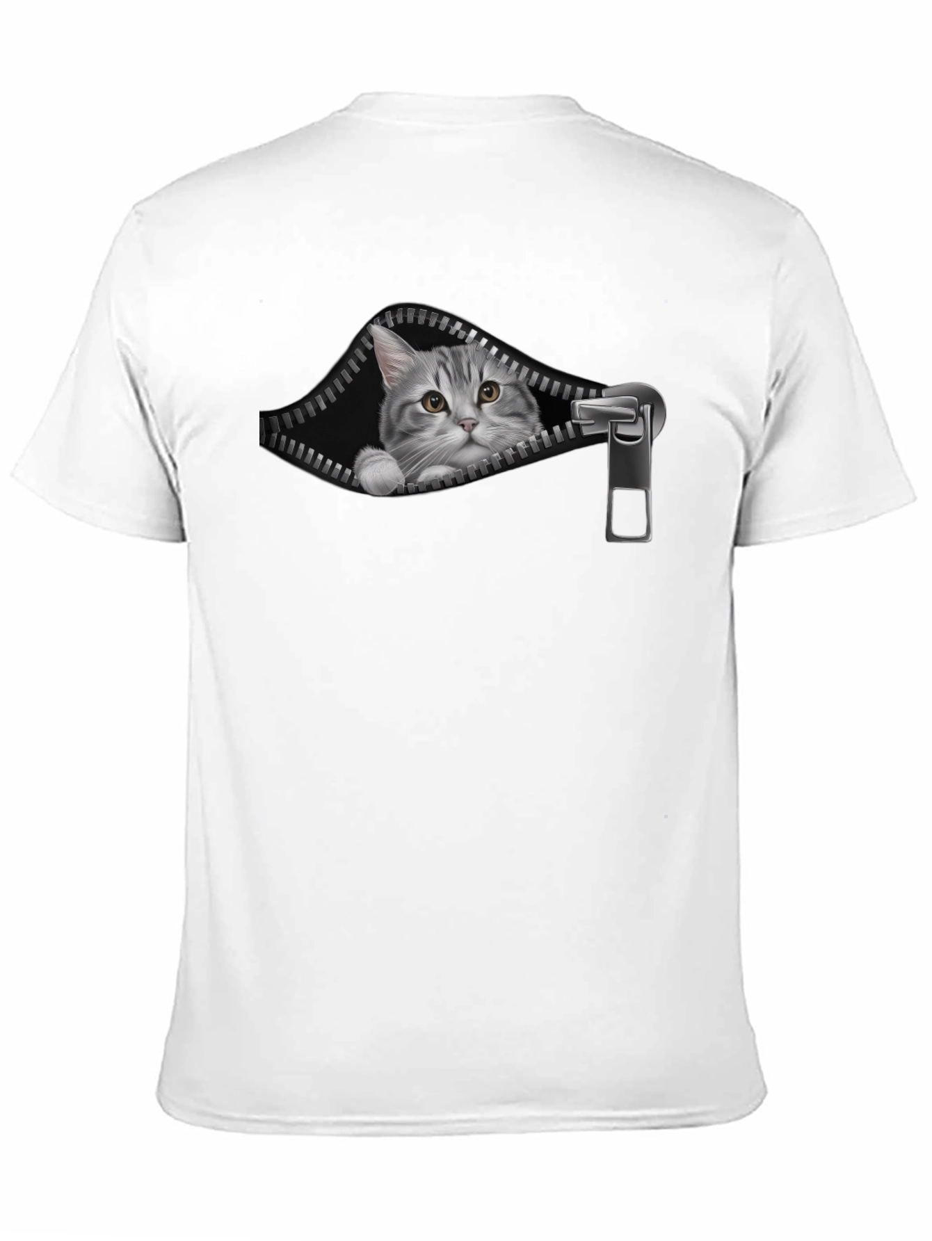 Black Cat Zipper T-Shirt - Unique Graphic Tee view 11