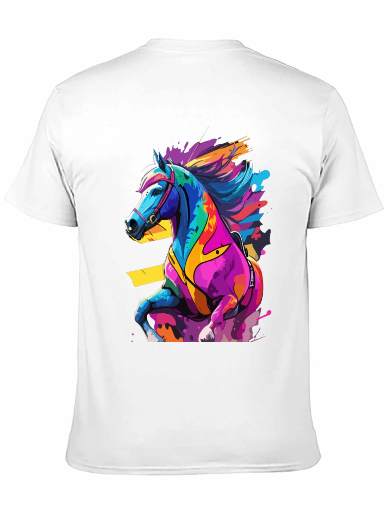 Black Colorful Horse Graphic Tee - Artistic Animal Design view 11