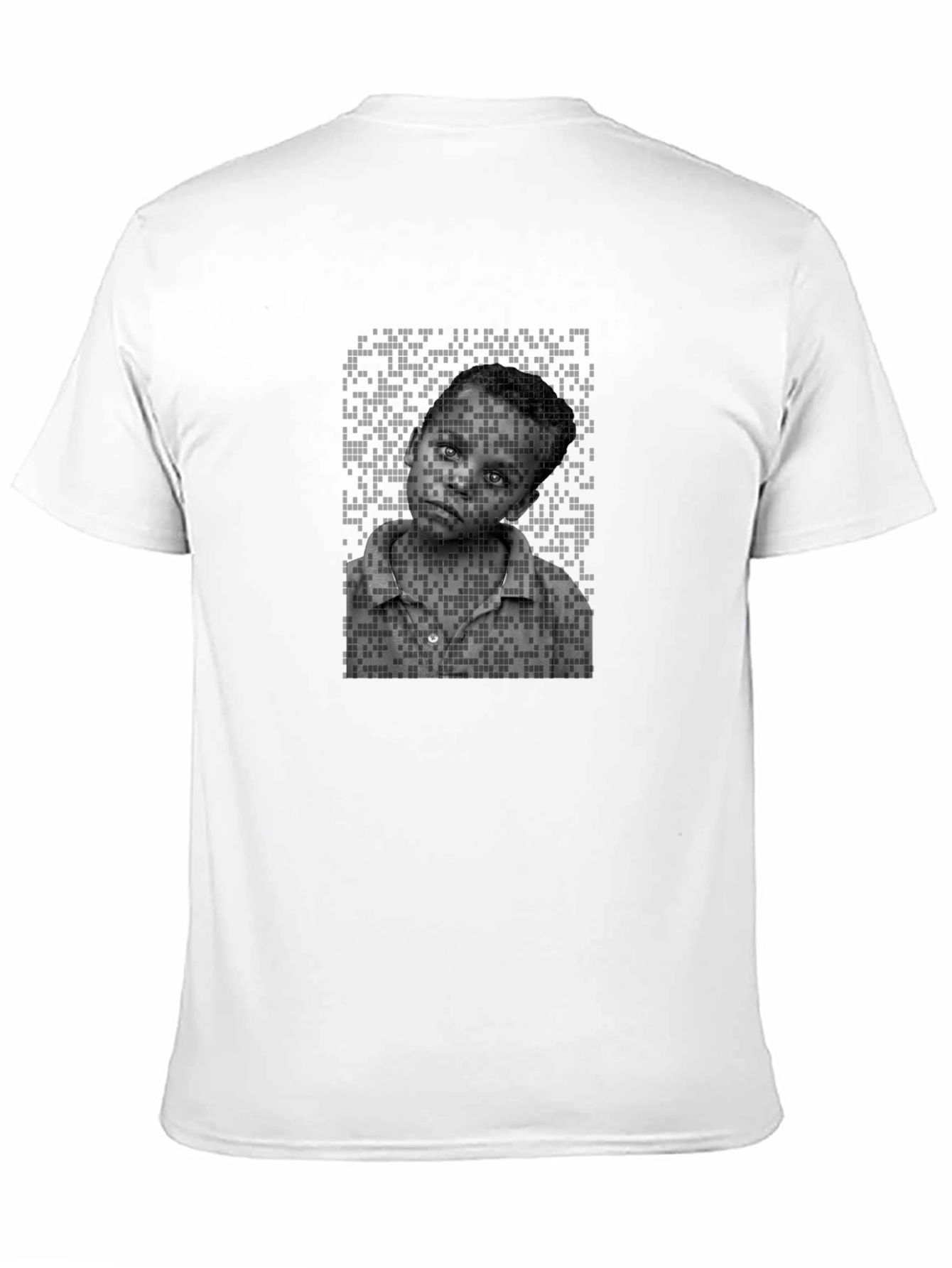 Black Pixelated Portrait Tee - Unique Graphic Design view 11