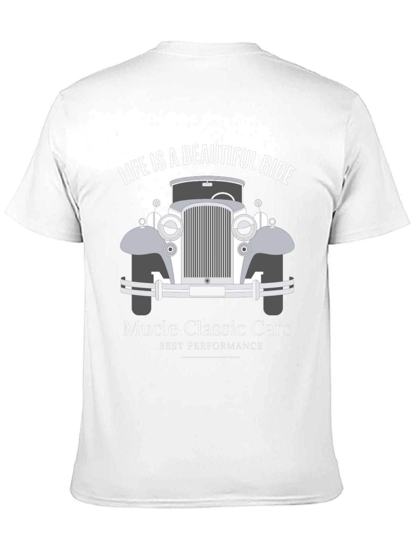 Black Classic Car Graphic Tee - "Life is a Beautiful Ride" view 11