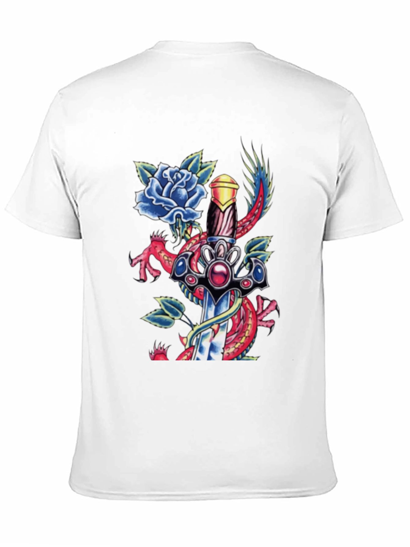 Dragon Sword Tattoo Graphic Men's Tee - 11