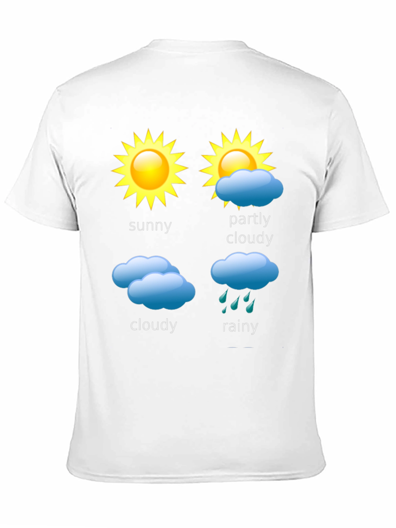 Black Weather Forecast T-Shirt - Sunny, Cloudy, Rainy Day Design view 11