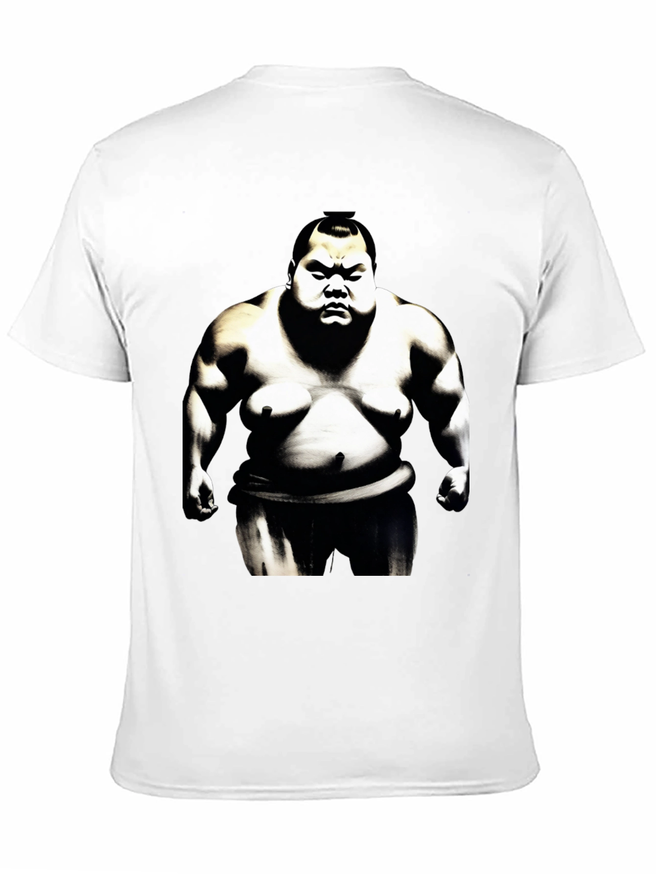 Black Sumo Wrestler Graphic Tee - Black Cotton Blend view 11