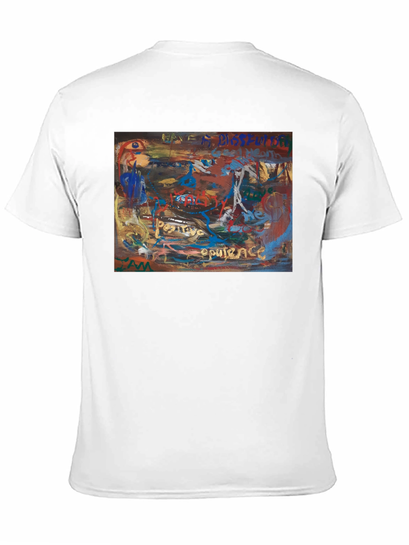 Black Abstract Art Print Crew Neck T-Shirt view 11