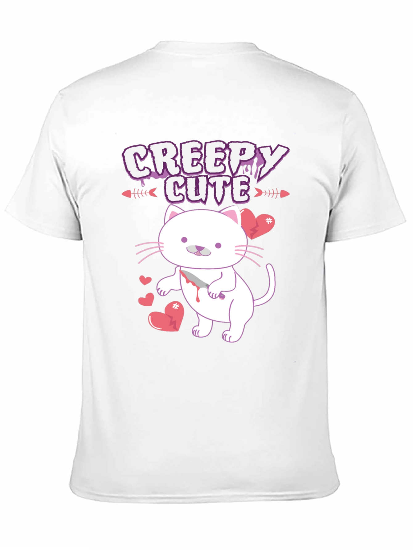 Black Creepy Cute Cat T-Shirt view 11