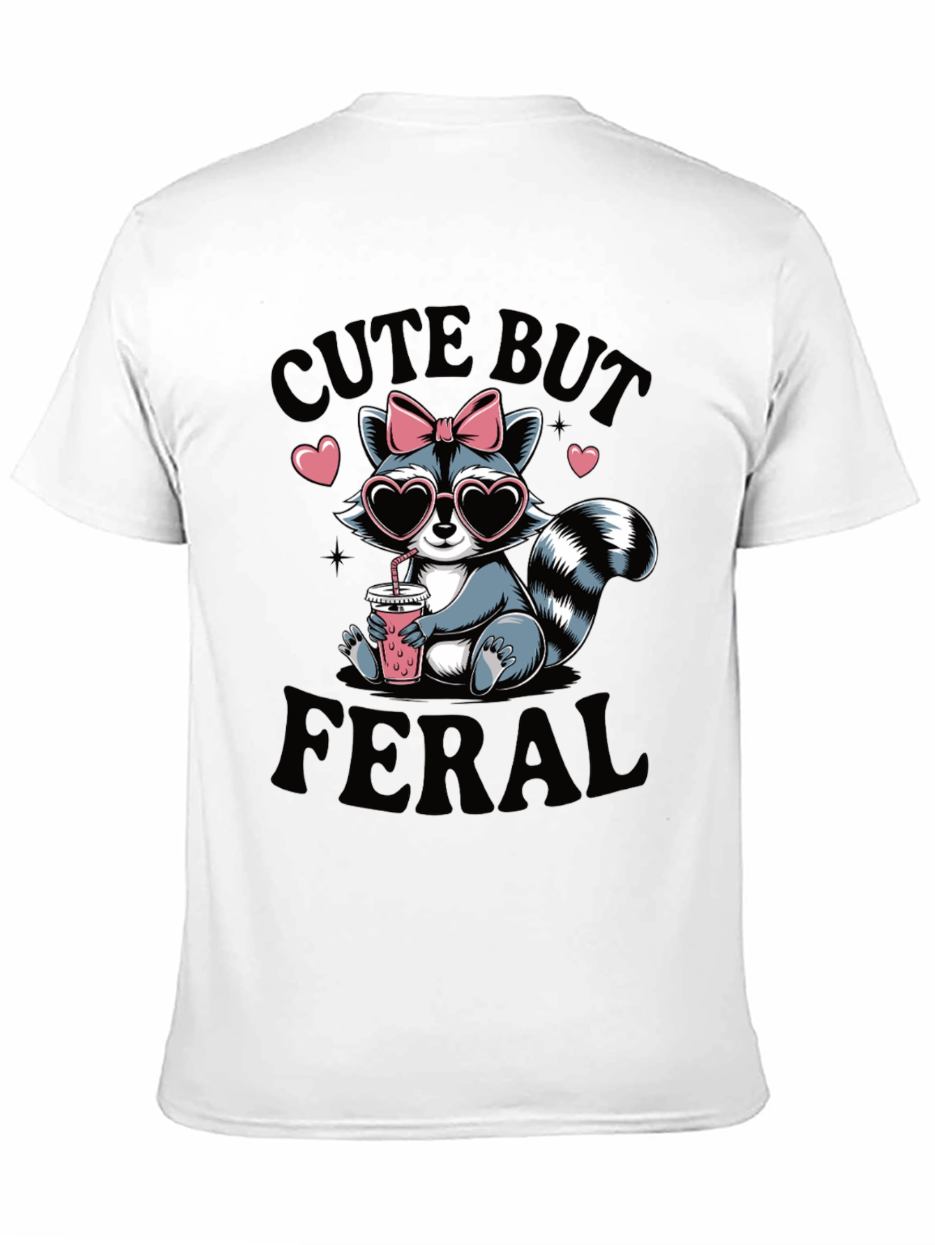 Black Cute But Feral Raccoon T-Shirt view 11