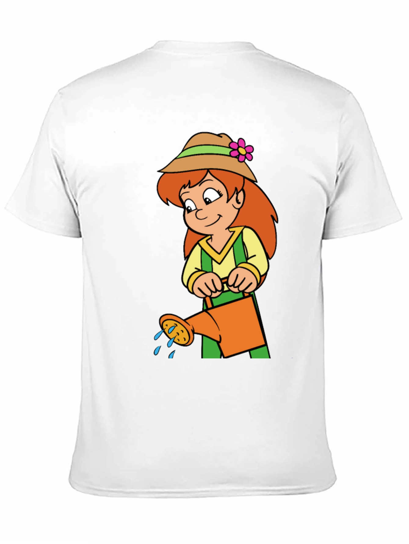 Black Gardening Girl T-Shirt - Fun Cartoon Design view 11