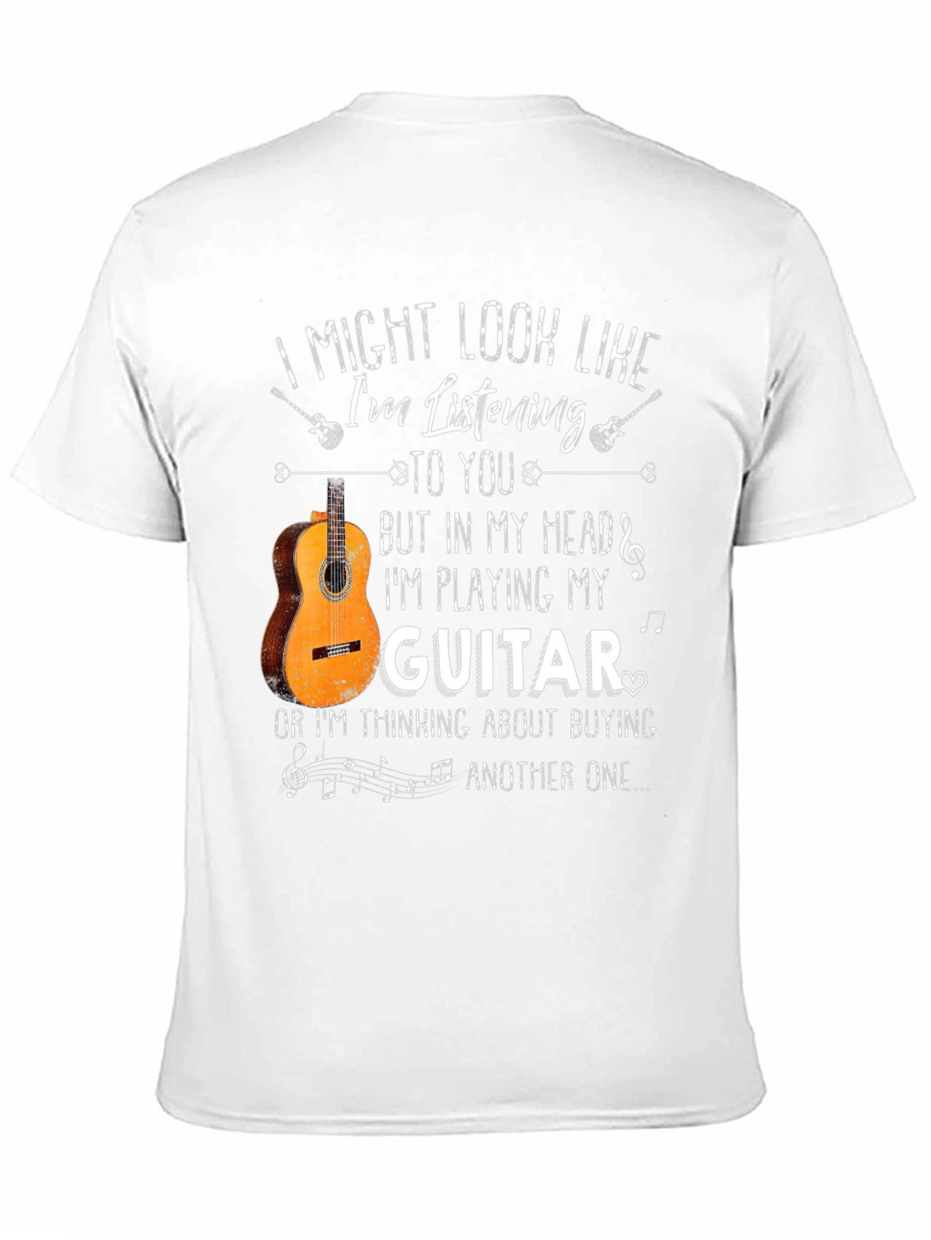Black I Might Look Like I'm Listening Guitar T-Shirt view 11