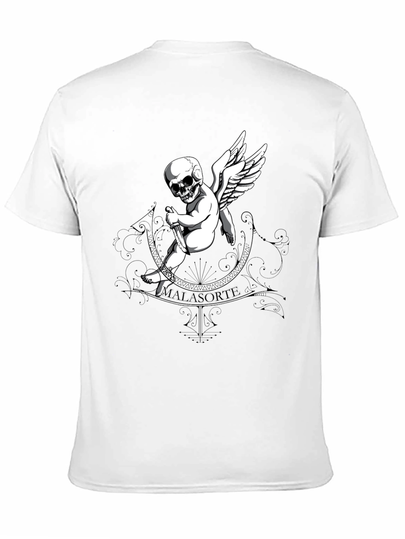 Black Skull Cupid Graphic T-Shirt - Men's Black Tee view 11