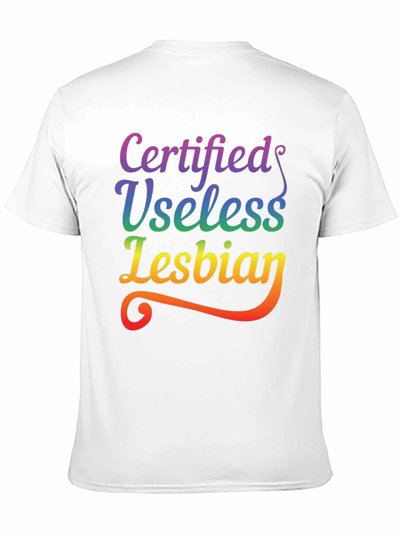 Black Certified Useless Lesbian Rainbow Tee view 11