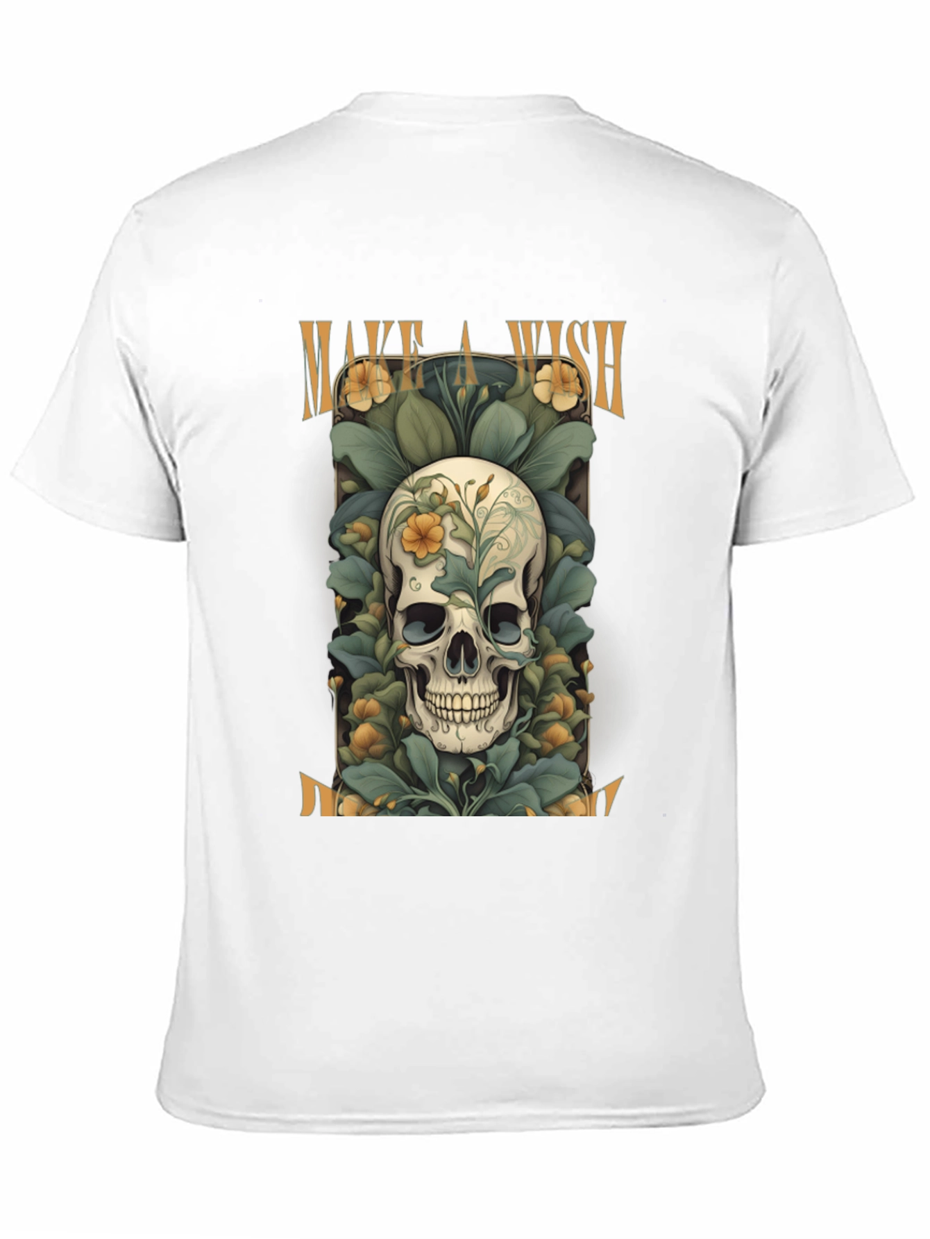 Black Make a Wish Skull Tee - Floral Skull Design view 11
