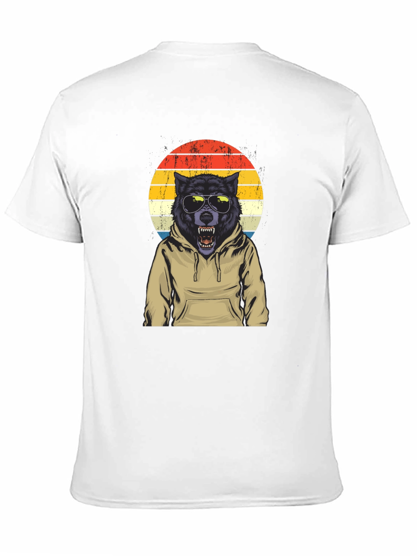 Black Cool Wolf Hoodie T-Shirt view 11