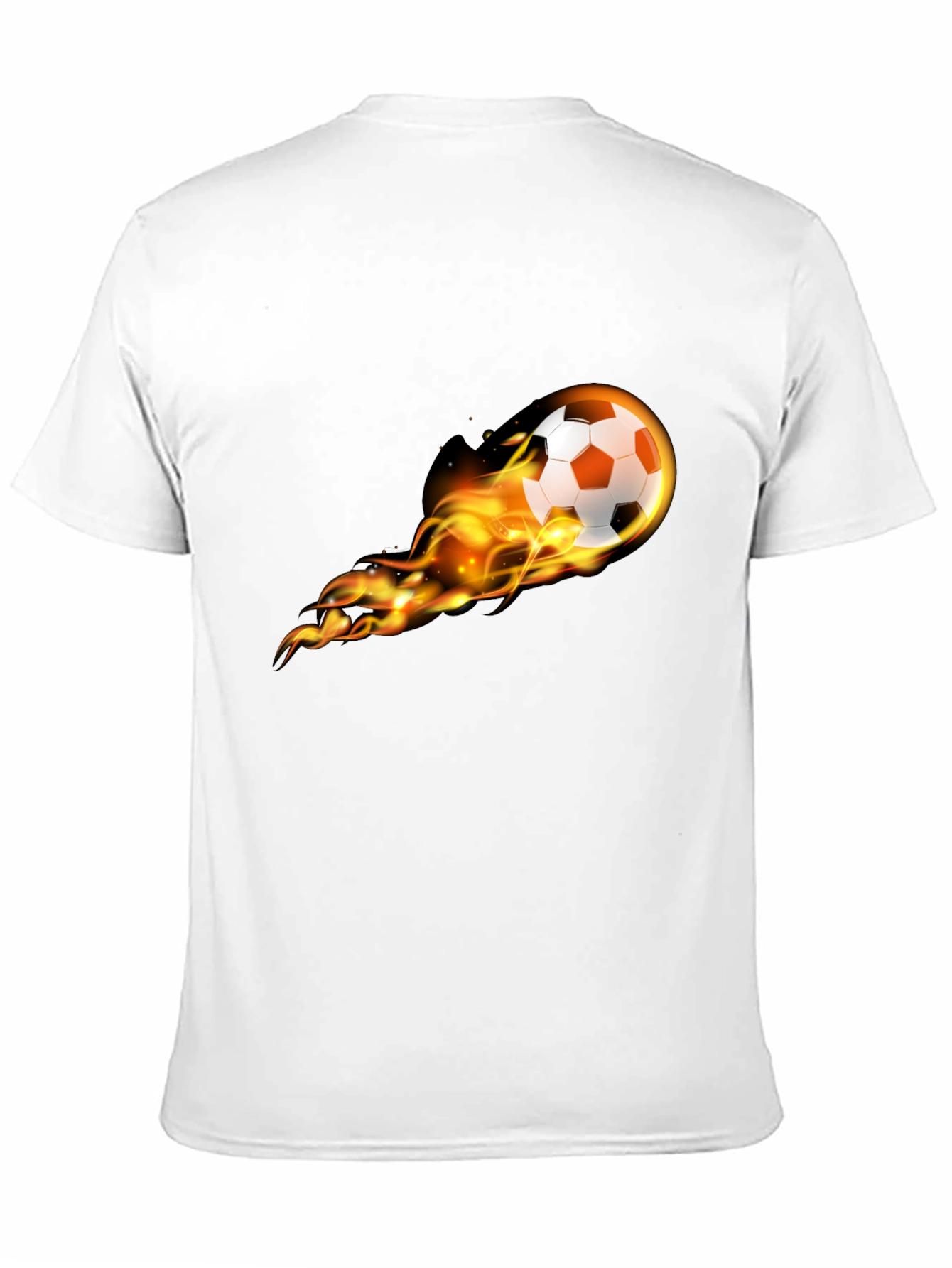 Black Flaming Soccer Ball Graphic Tee - Black Cotton T-Shirt view 11