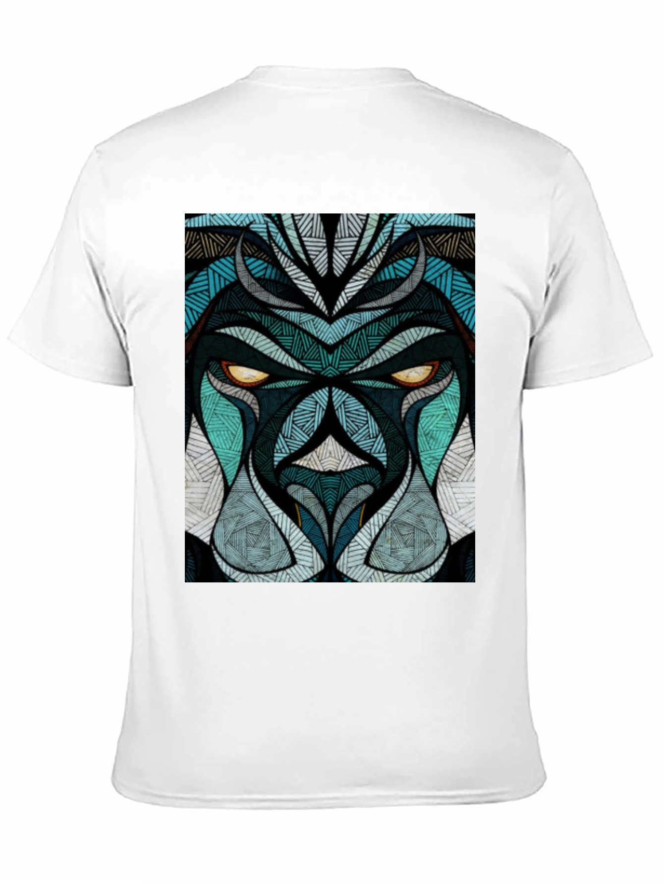 Black Abstract Lion Face Graphic Black T-Shirt view 11