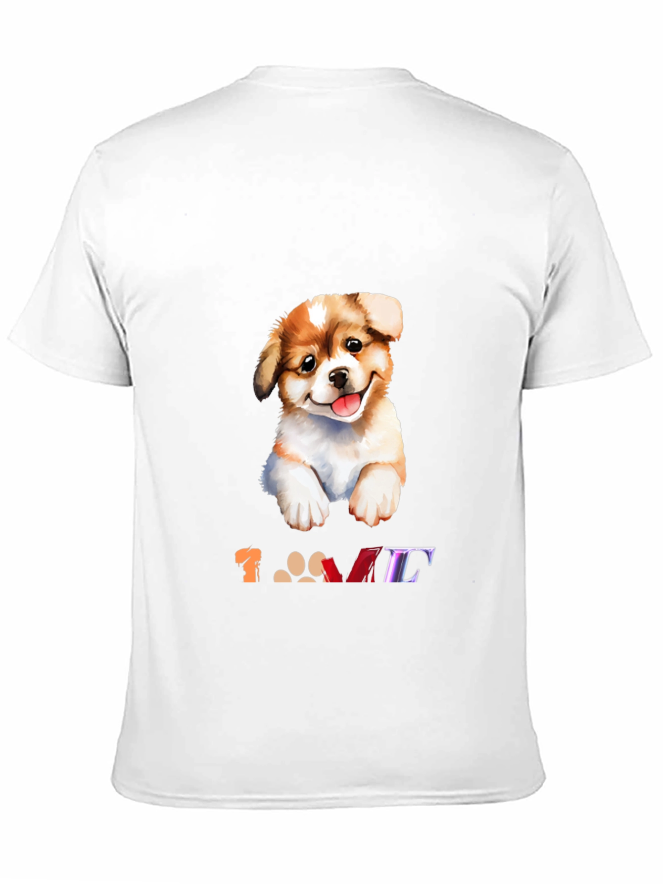 Black Cute Puppy Dog "Love" Graphic Black T-Shirt view 11