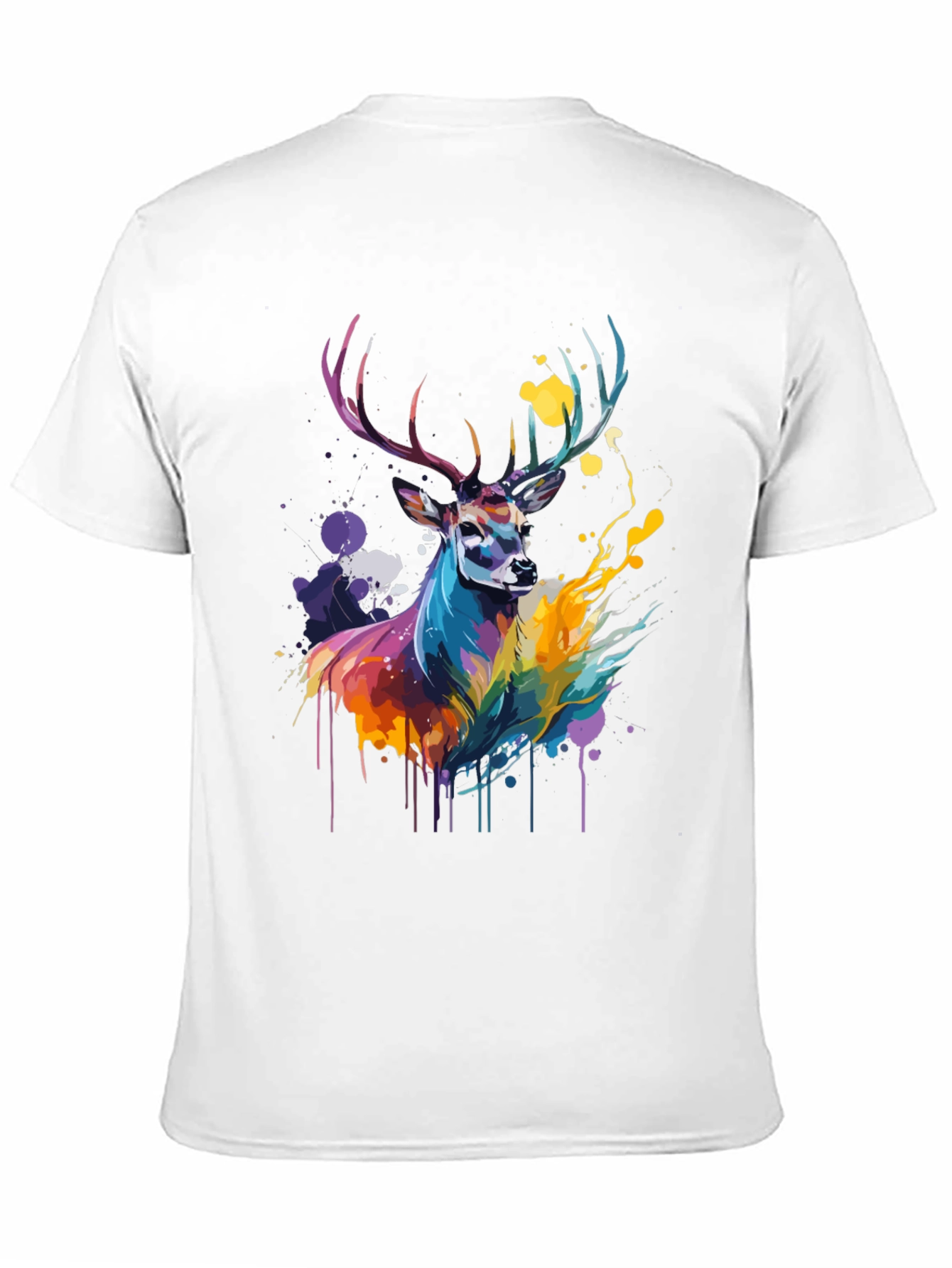 Black Colorful Deer Graphic Tee - Men's Black T-Shirt view 11