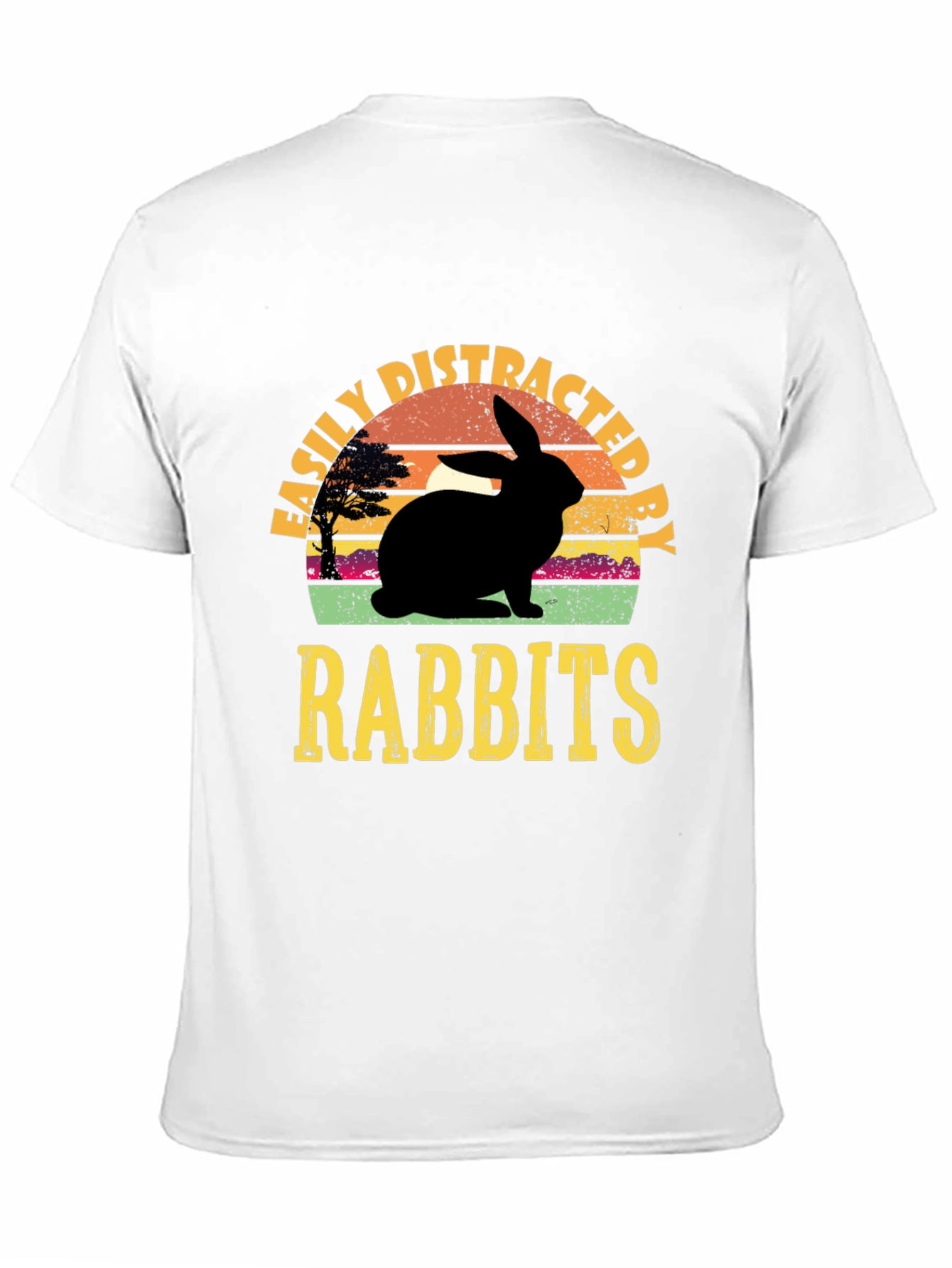 Black Easily Distracted By Rabbits T-Shirt view 11
