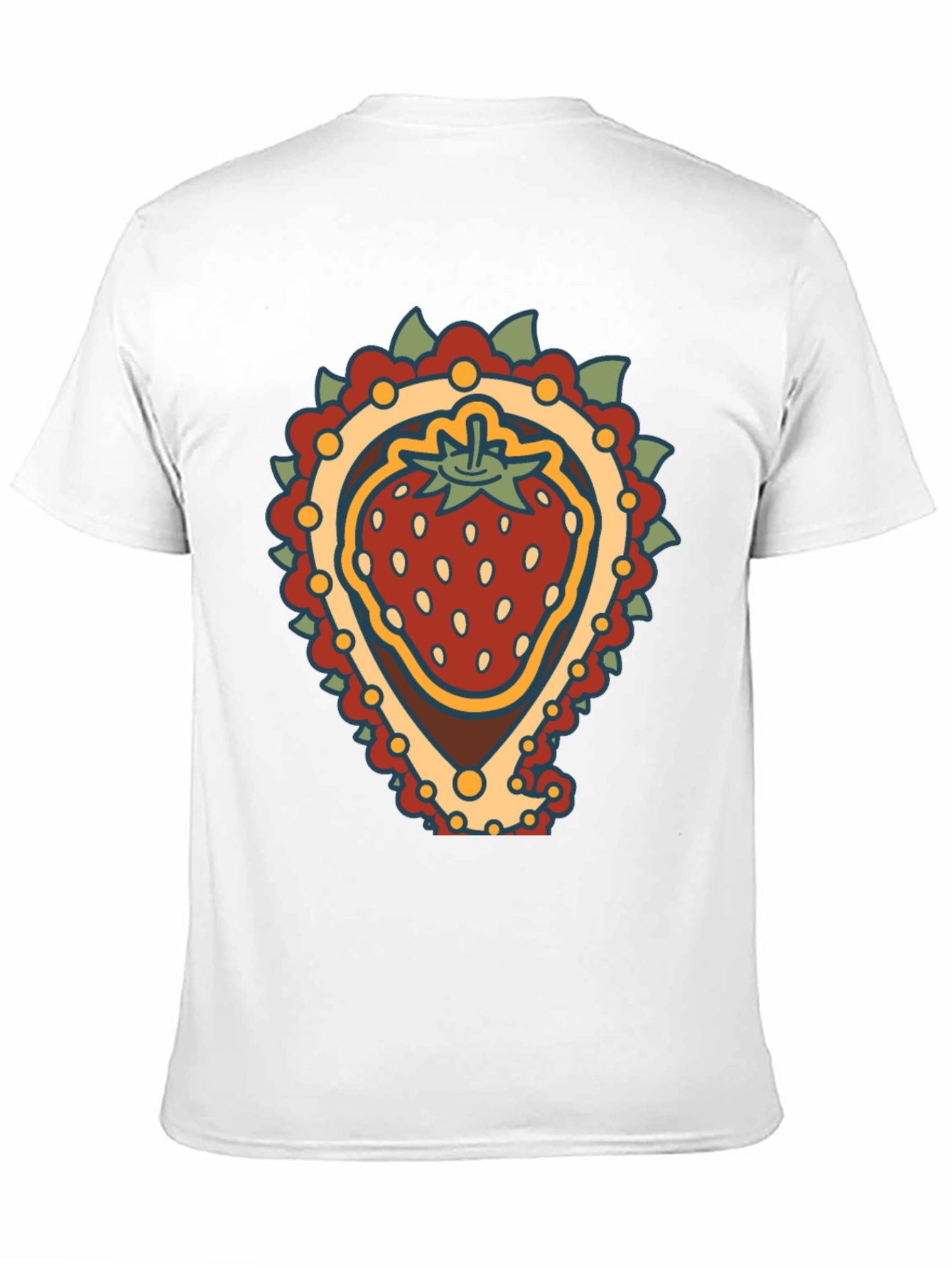 Black Strawberry Paisley T-Shirt - Unique Fruit Graphic Tee view 11