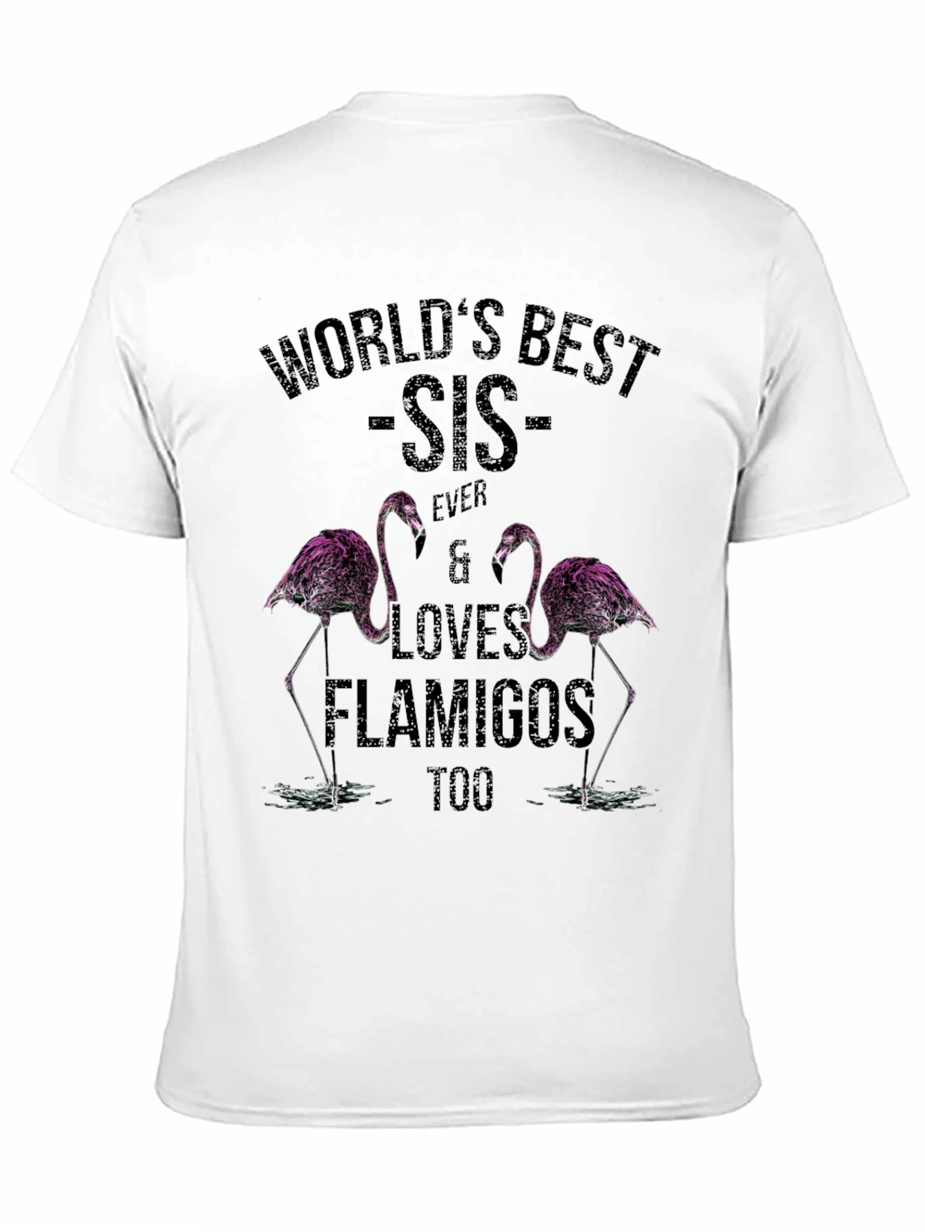 Black World's Best Sis Flamingo T-Shirt view 11
