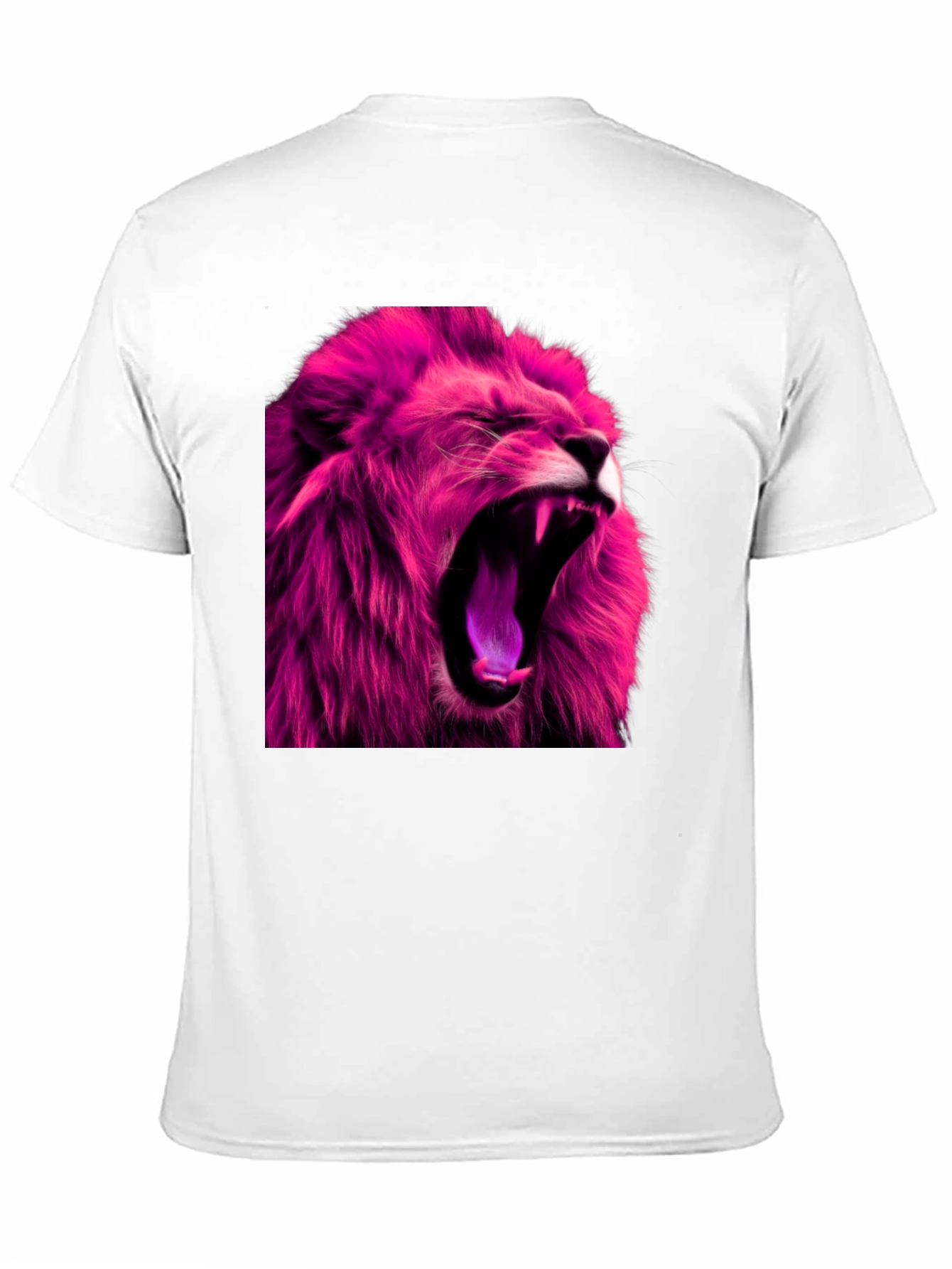 Black Roaring Pink Lion Graphic Print Black T-Shirt view 11