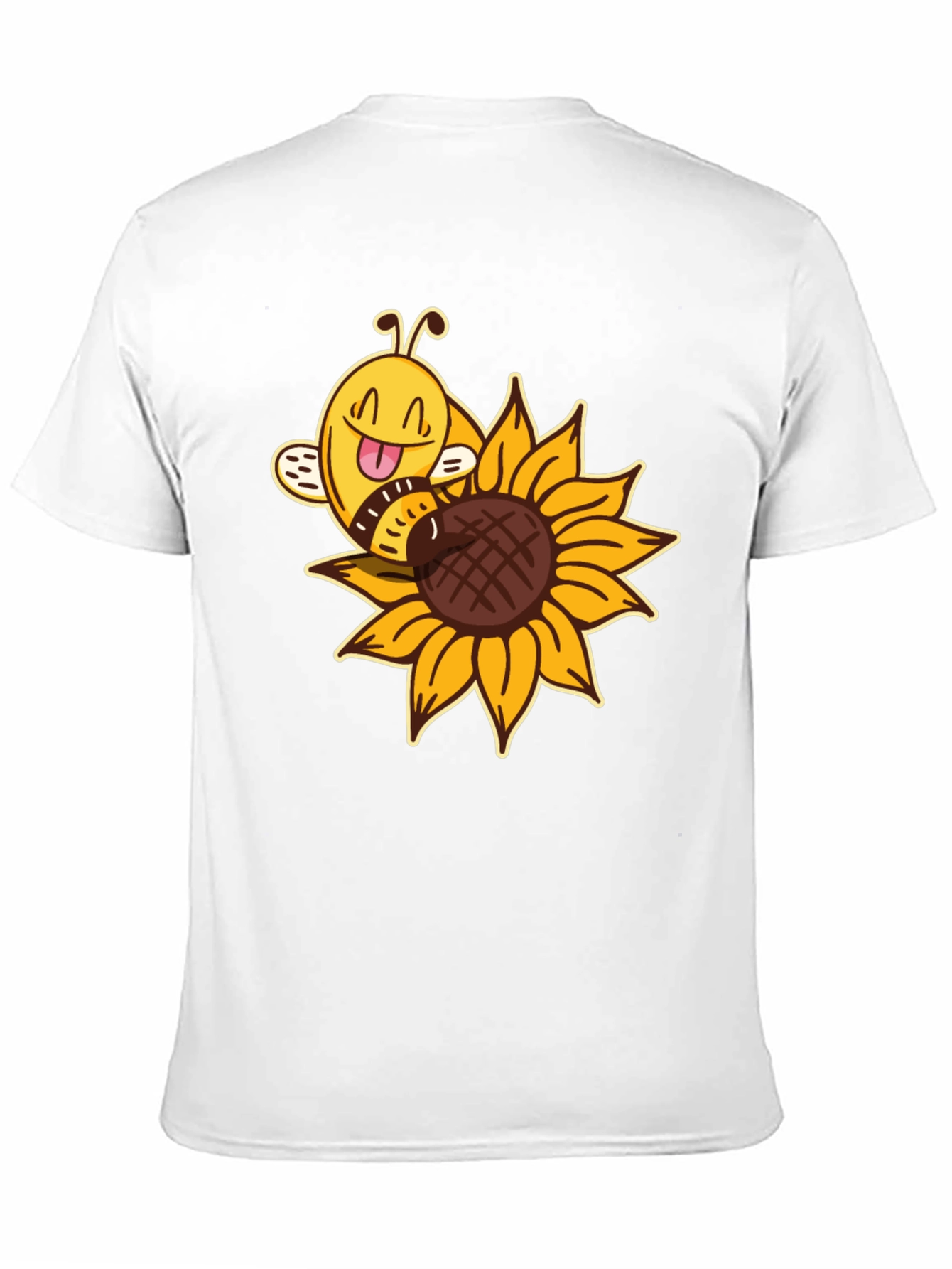 Black Cute Bee on Sunflower Black T-Shirt view 11