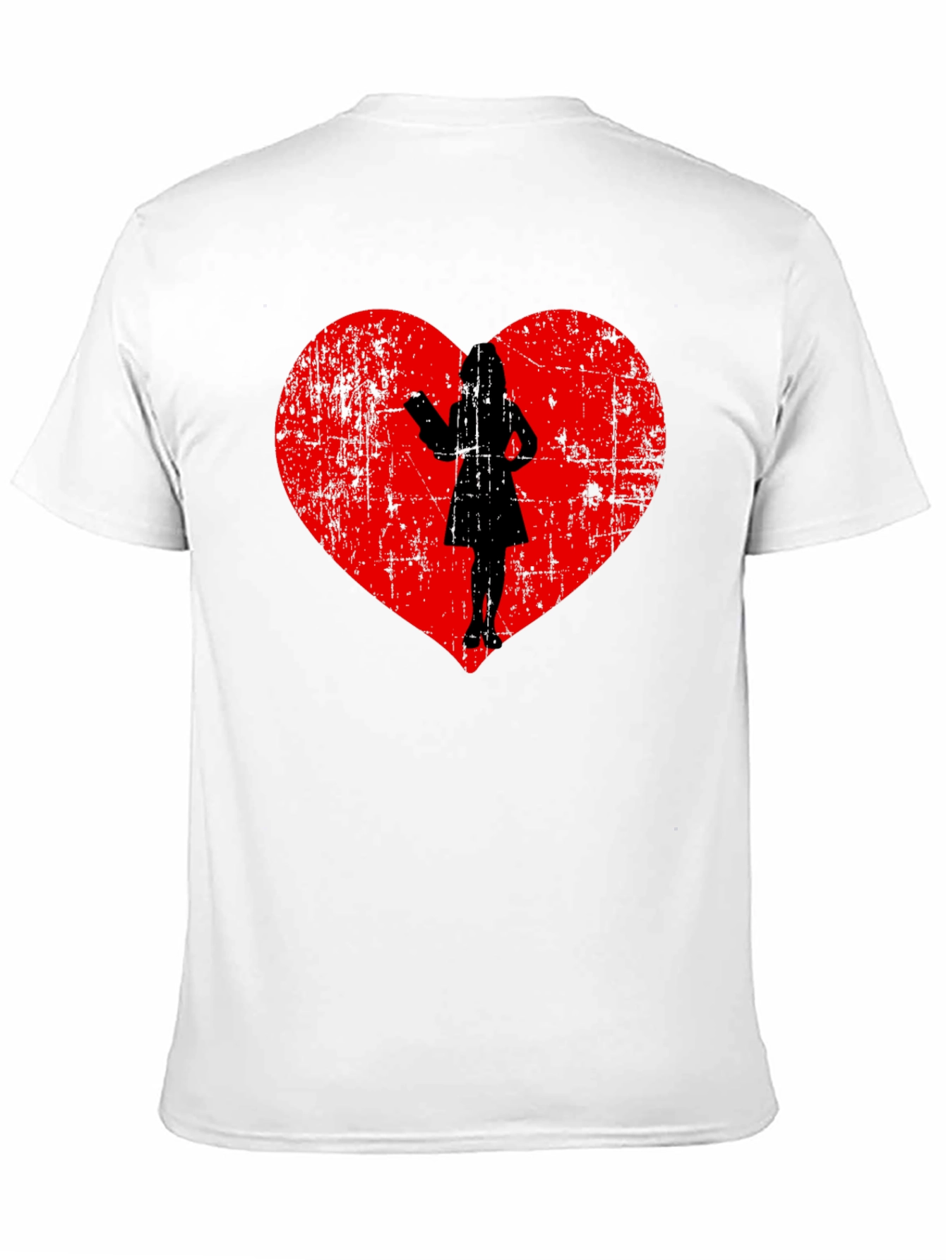 Black Heart Silhouette Graphic Tee - Black Cotton Blend view 11