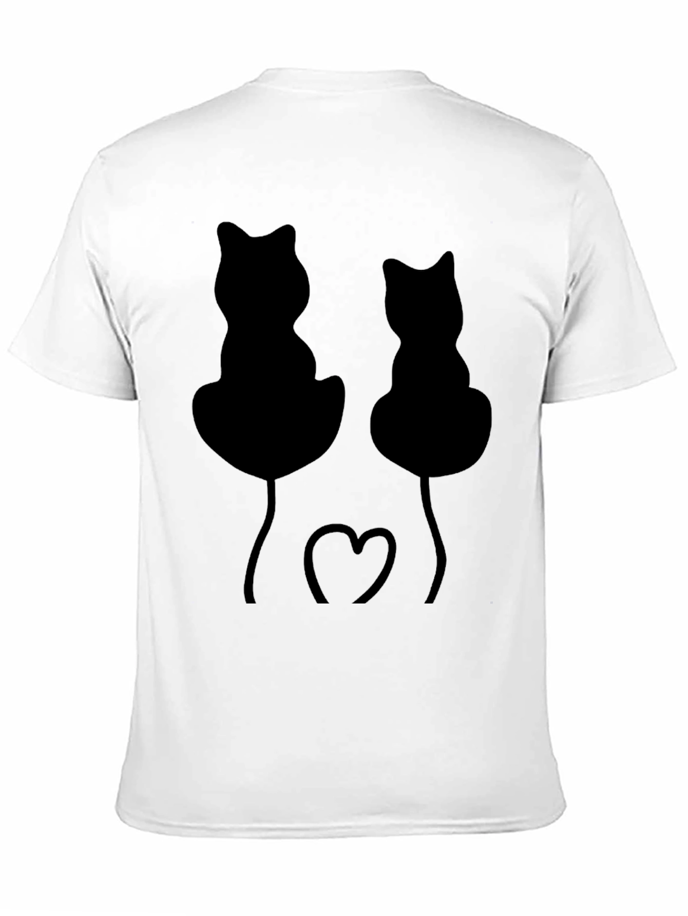 Black Whimsical Black Cat Heart T-Shirt view 11